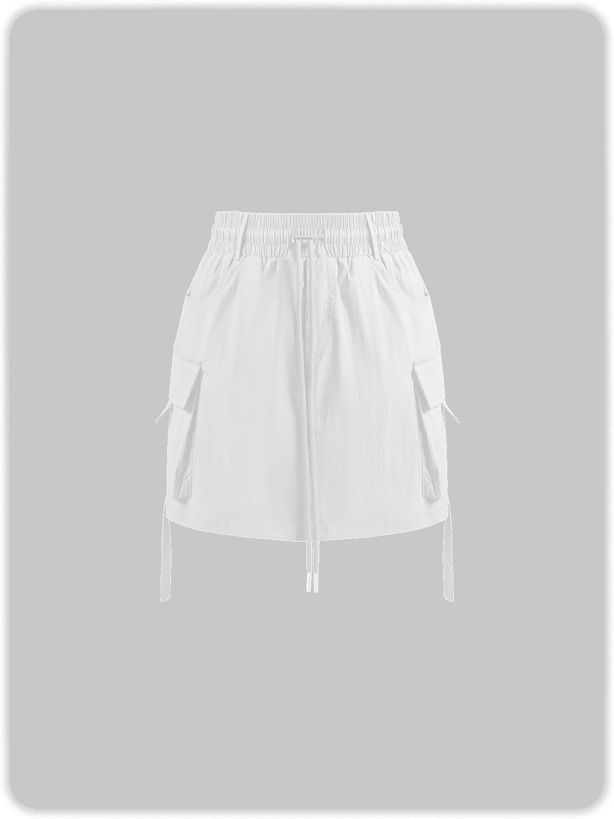 Nylon Pockets Cargo Plain Short Skirt