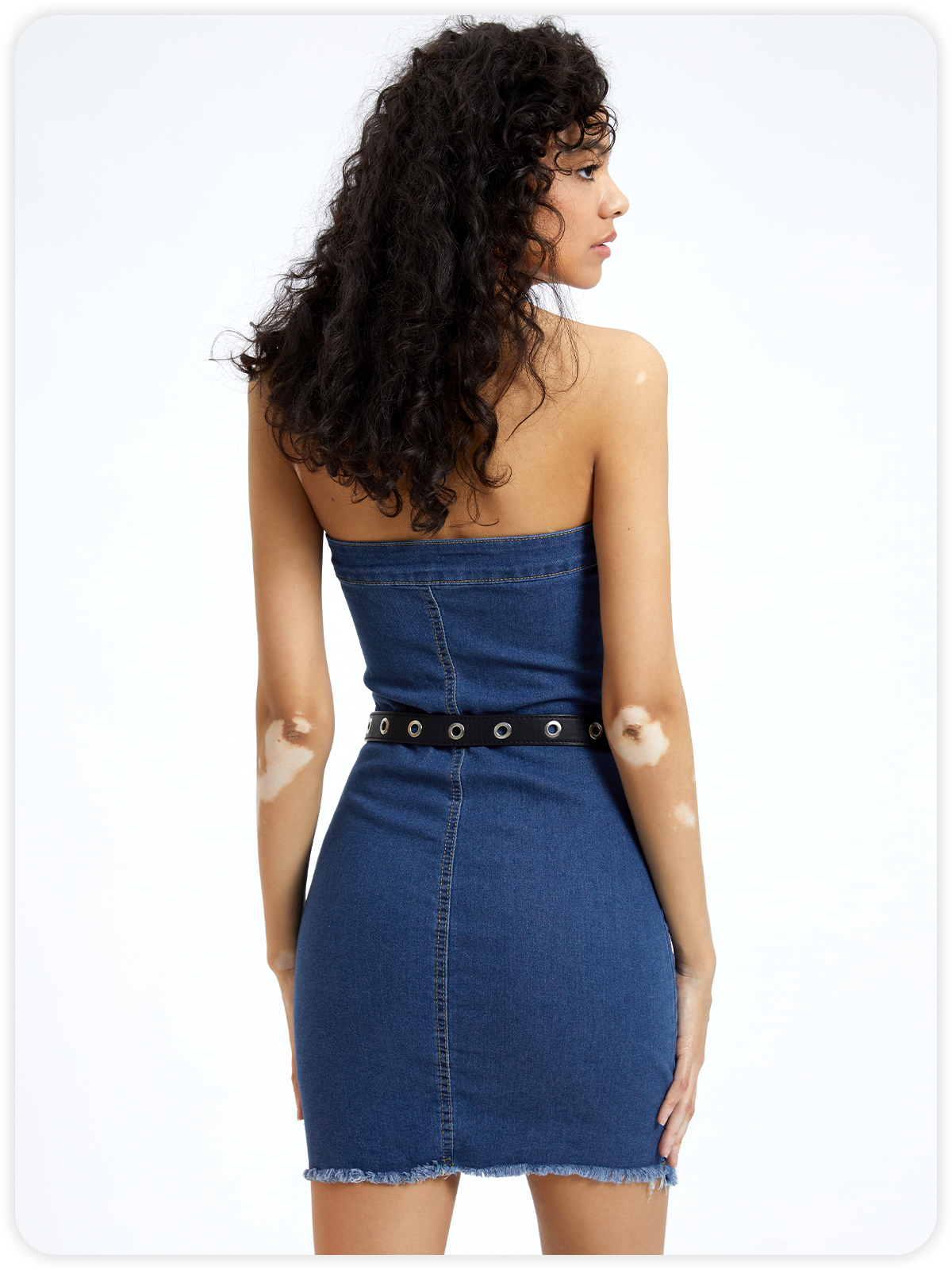 Street Blue Denim Tube dress Dress Mini Dress