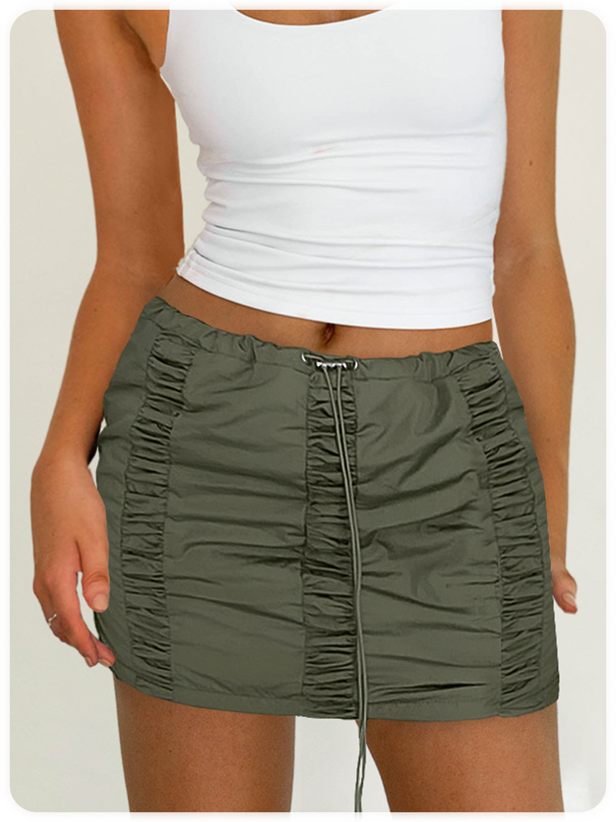 Wrinkled Plain Short Parachute Skirt