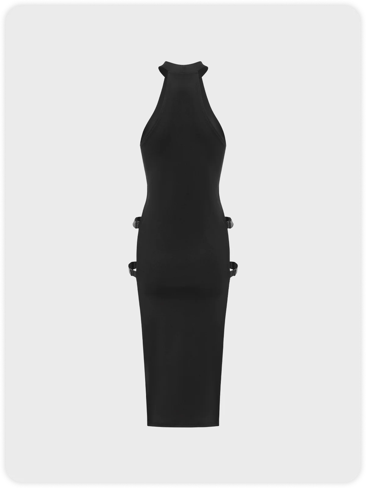 Edgy Black Cut Out Cyberpunk Dress Midi Dress