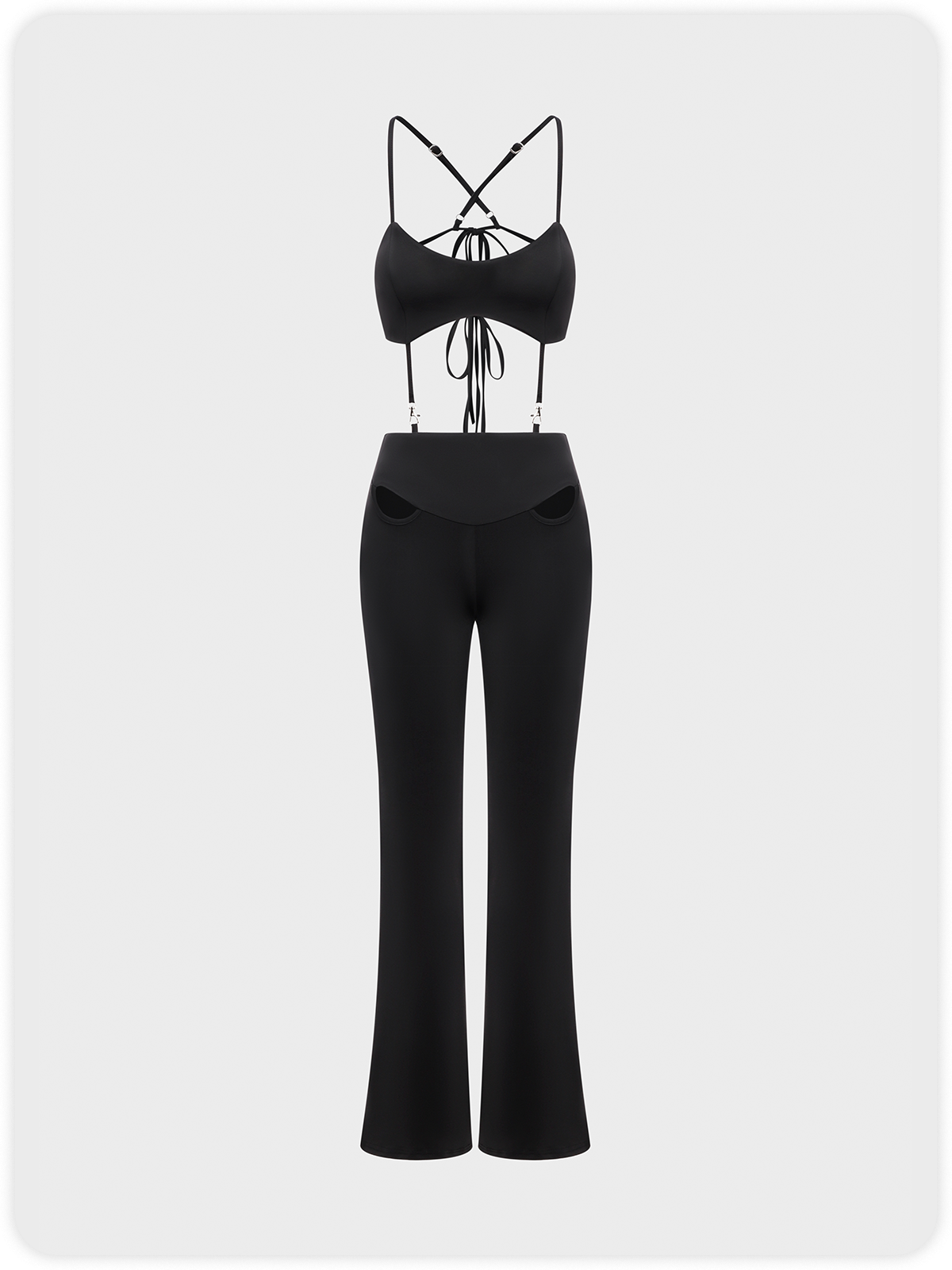 Street Black Cut Out Spaghetti Strap Backless Jumpsuit