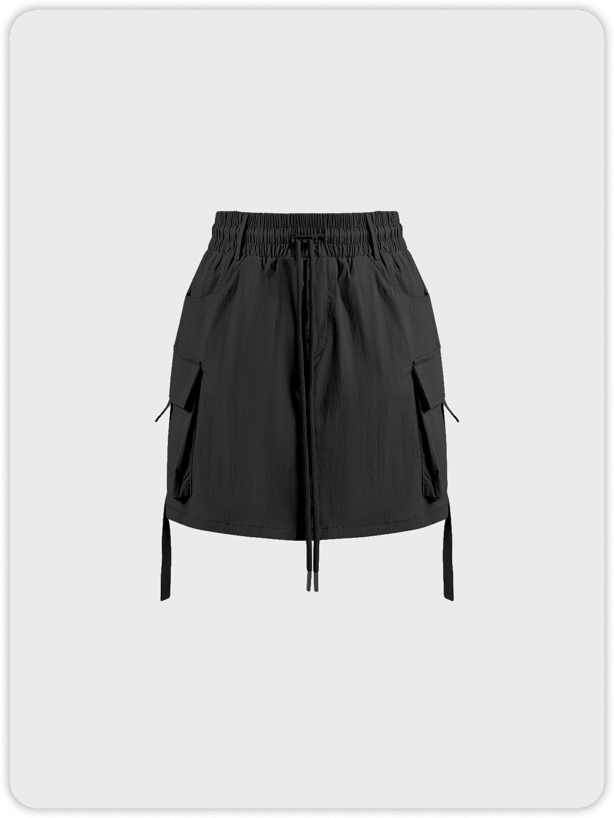 Nylon Pockets Cargo Plain Short Skirt