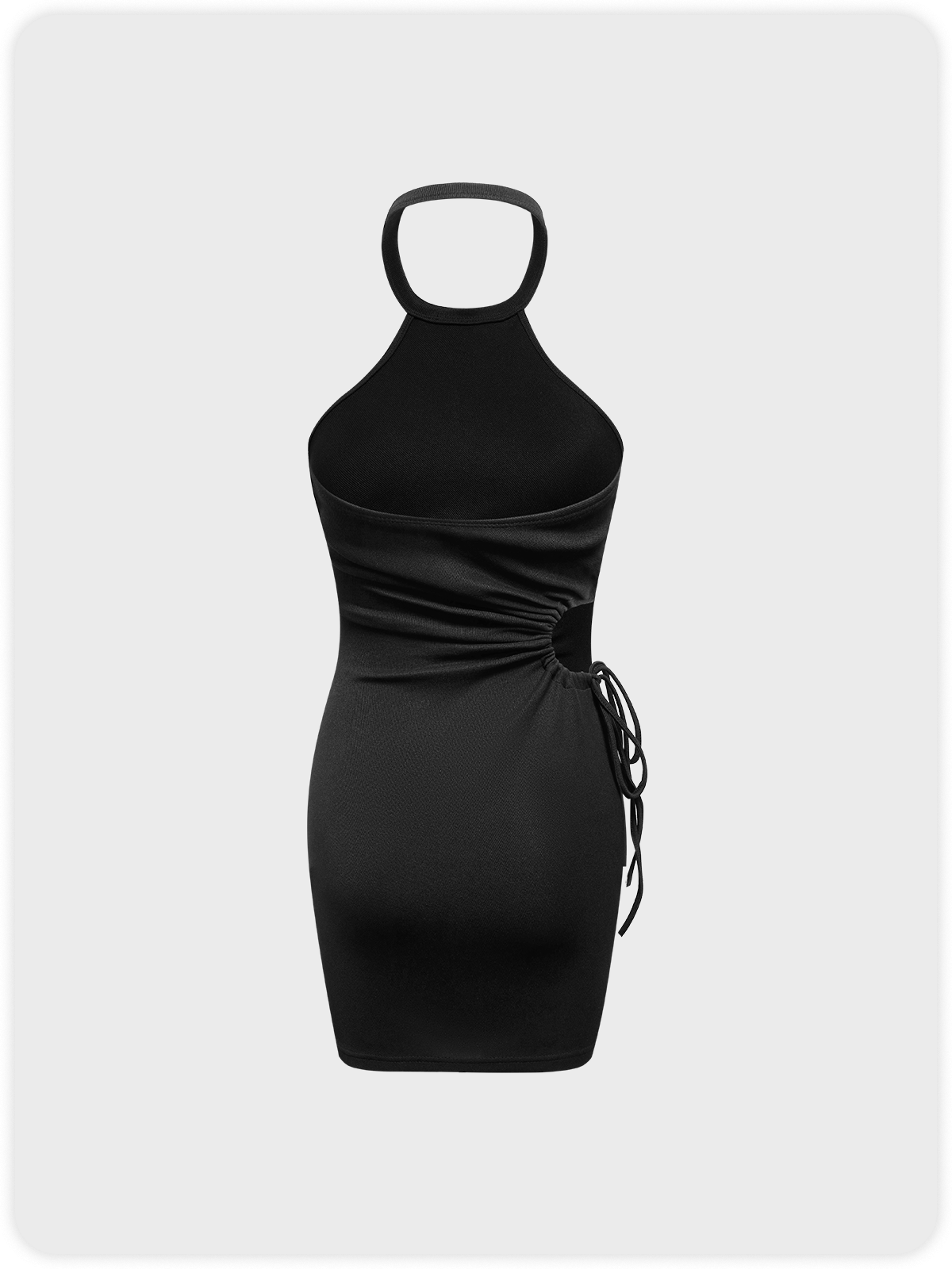 Street Black Drawstring Cut out Dress Mini Dress