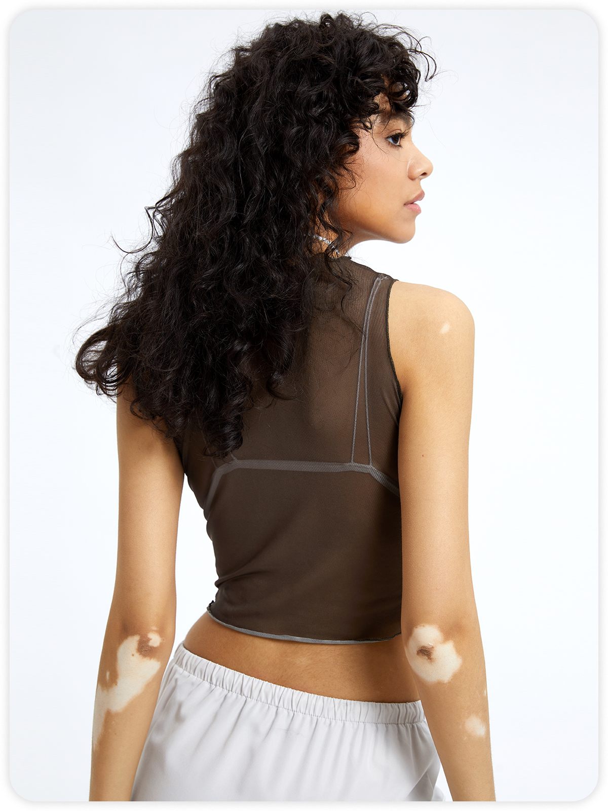 Y2k Brown Mesh Letter Top Tank Top & Cami