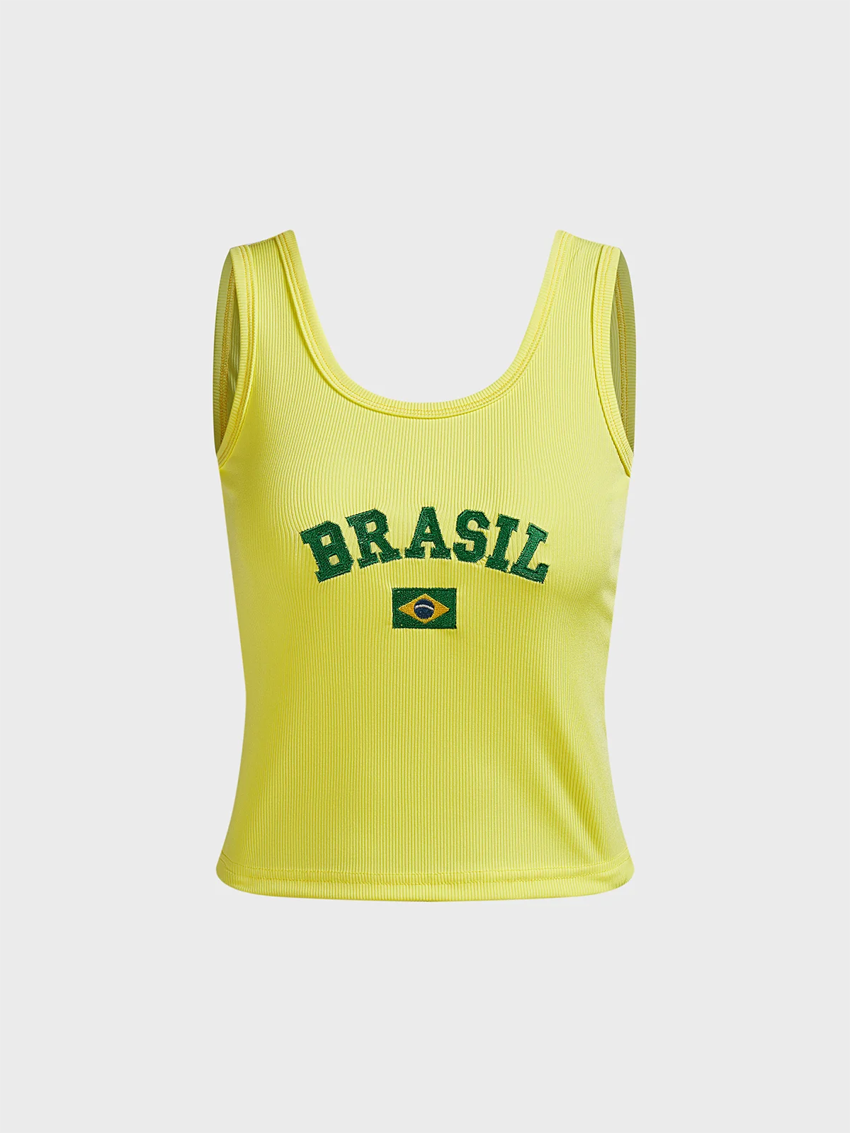 Brasil Crew Neck Text Letters Tank Top