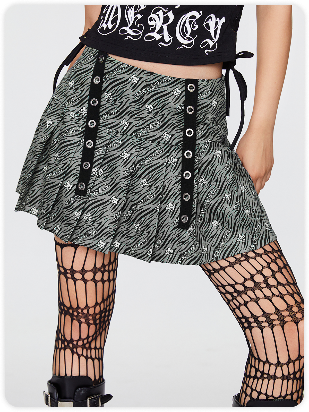 Y2K Gray Sleated Bottom Skirt