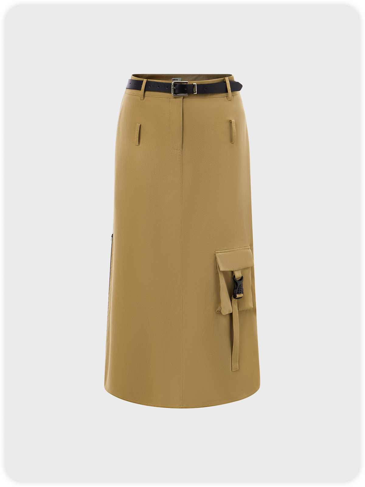 Street Khaki Pockets Split Bottom Skirt