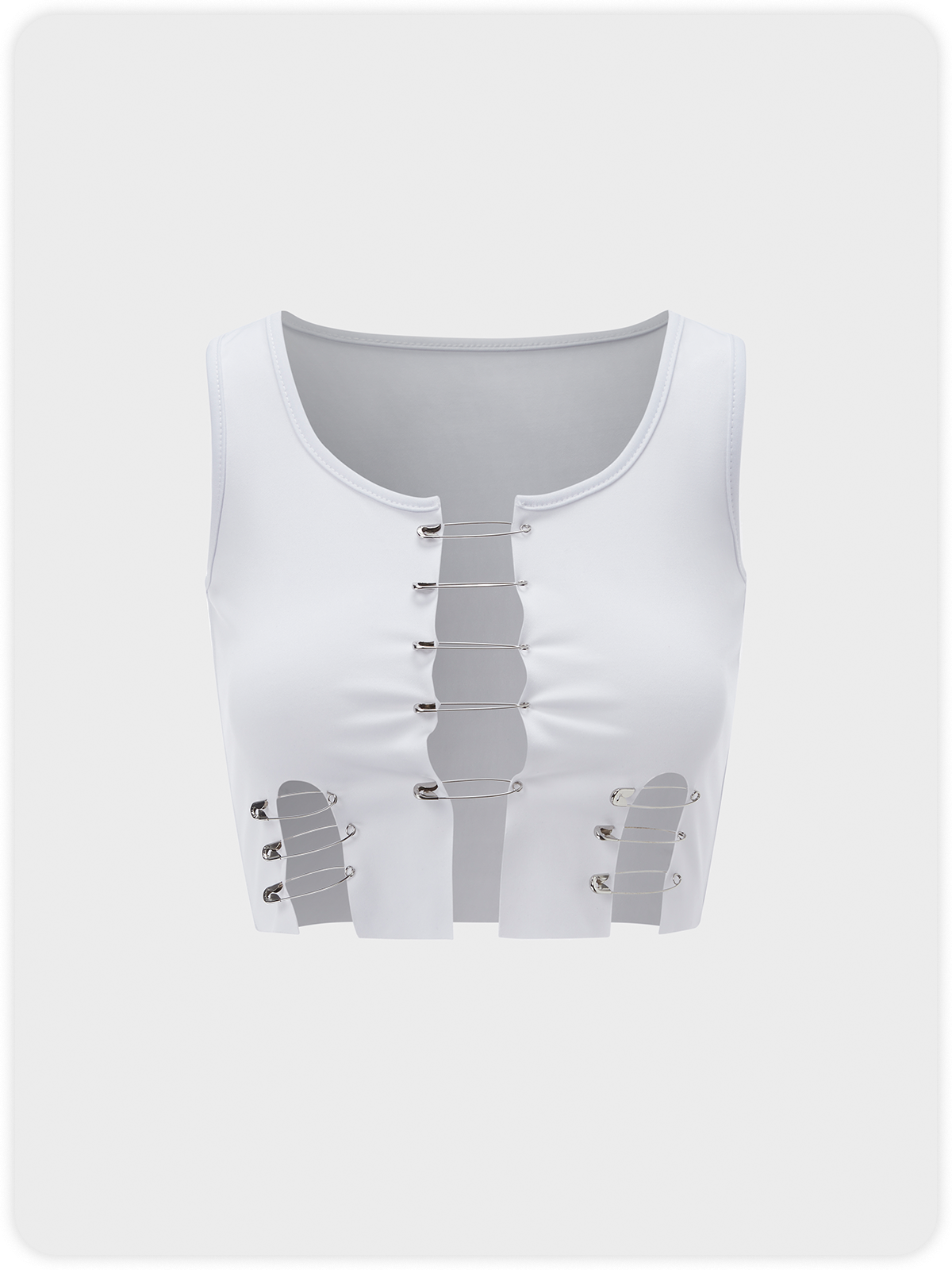 Y2K White Cut Out Clip Top Tank Top & Cami