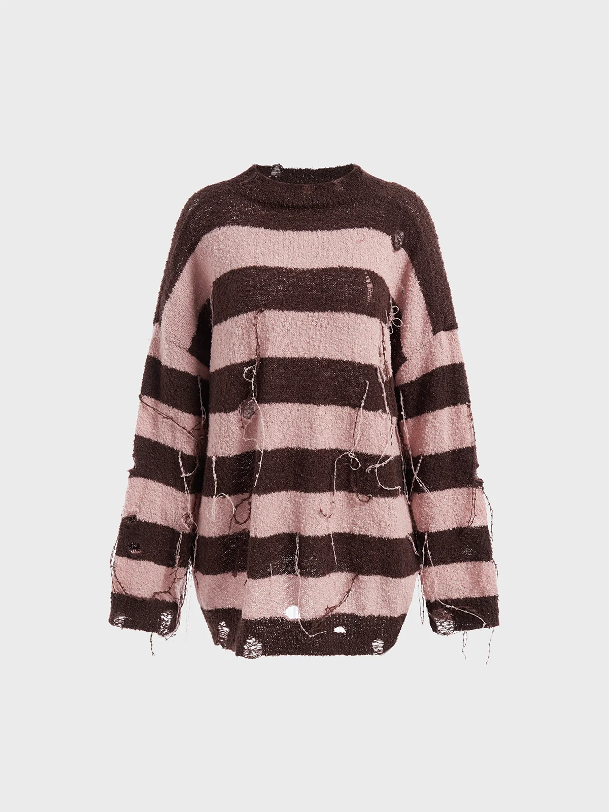 Crew Neck Striped Long Sleeve Sweater