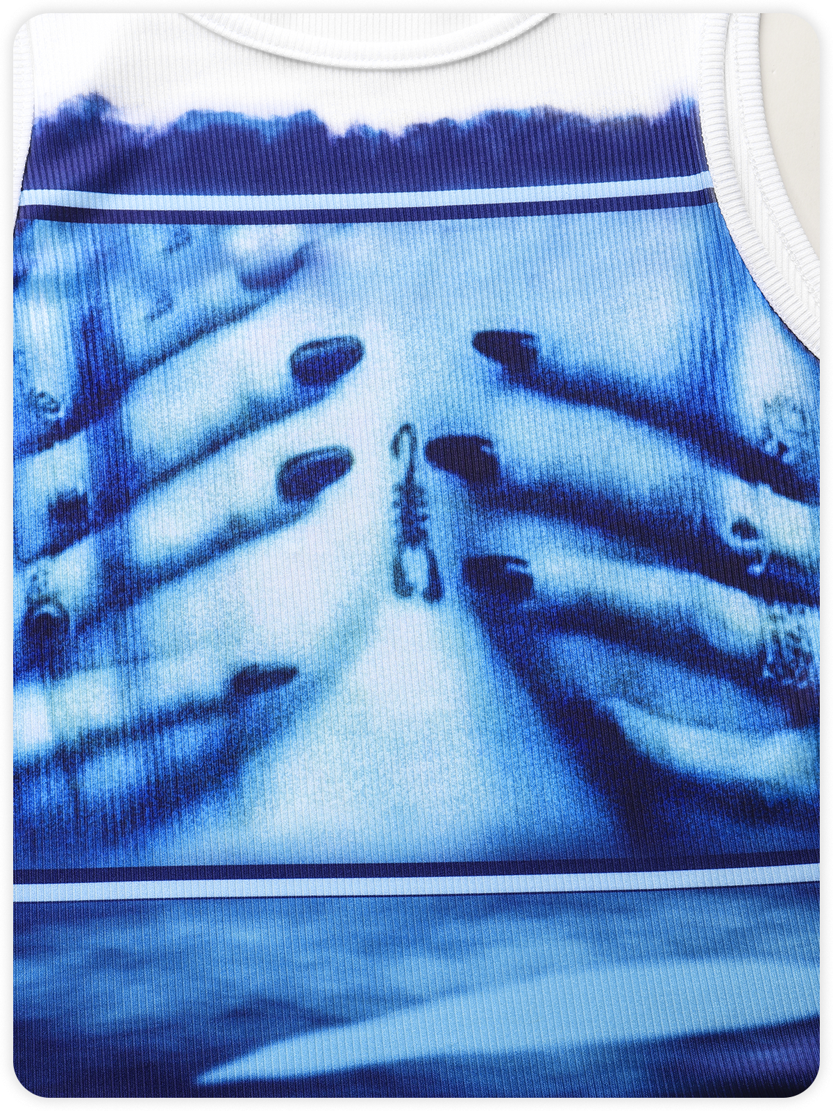 Cyanotype Hand Print Crew Neck Tank Top