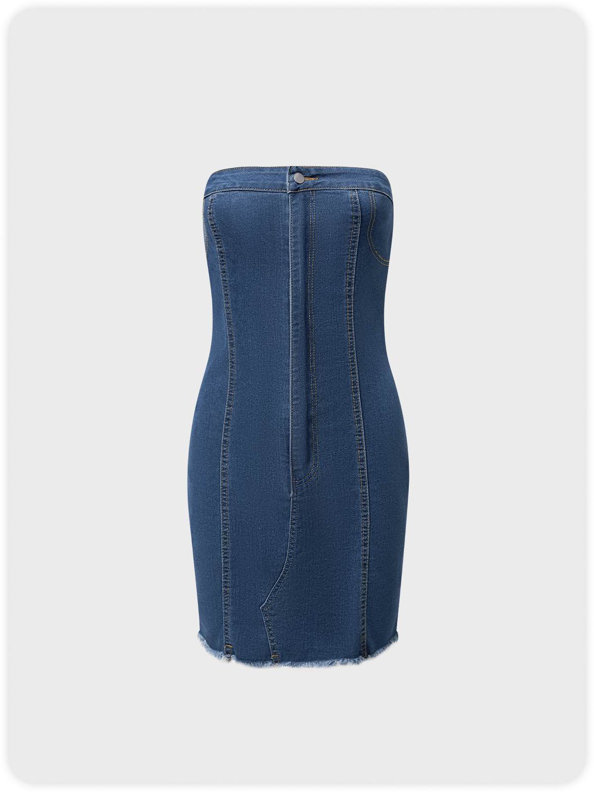 Street Blue Denim Tube dress Dress Mini Dress