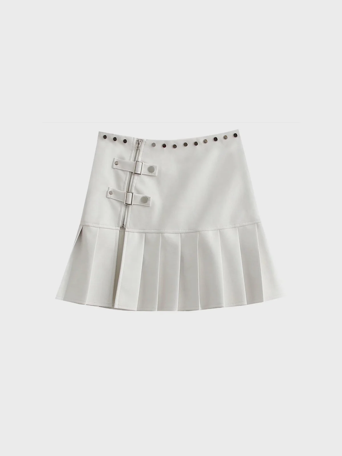 PU Split Plain Short Skirt