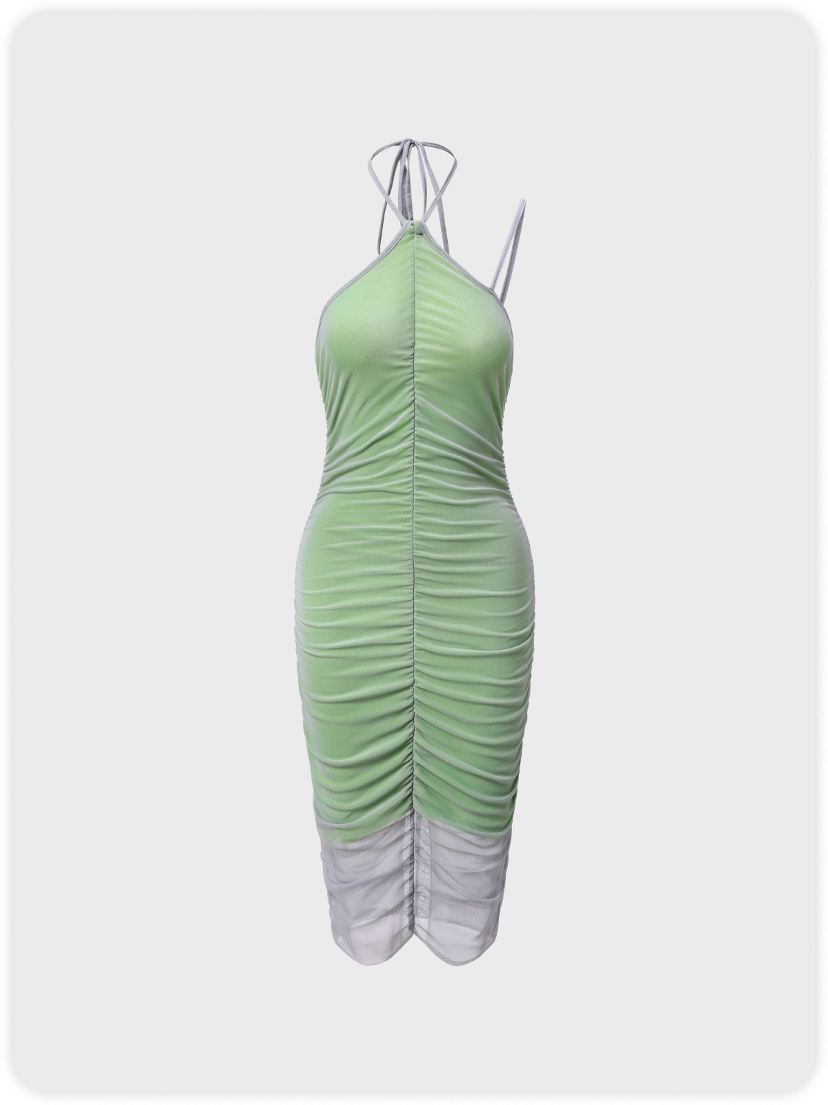 Edgy Green Mesh Double Layer Y2K Dress Midi Dress