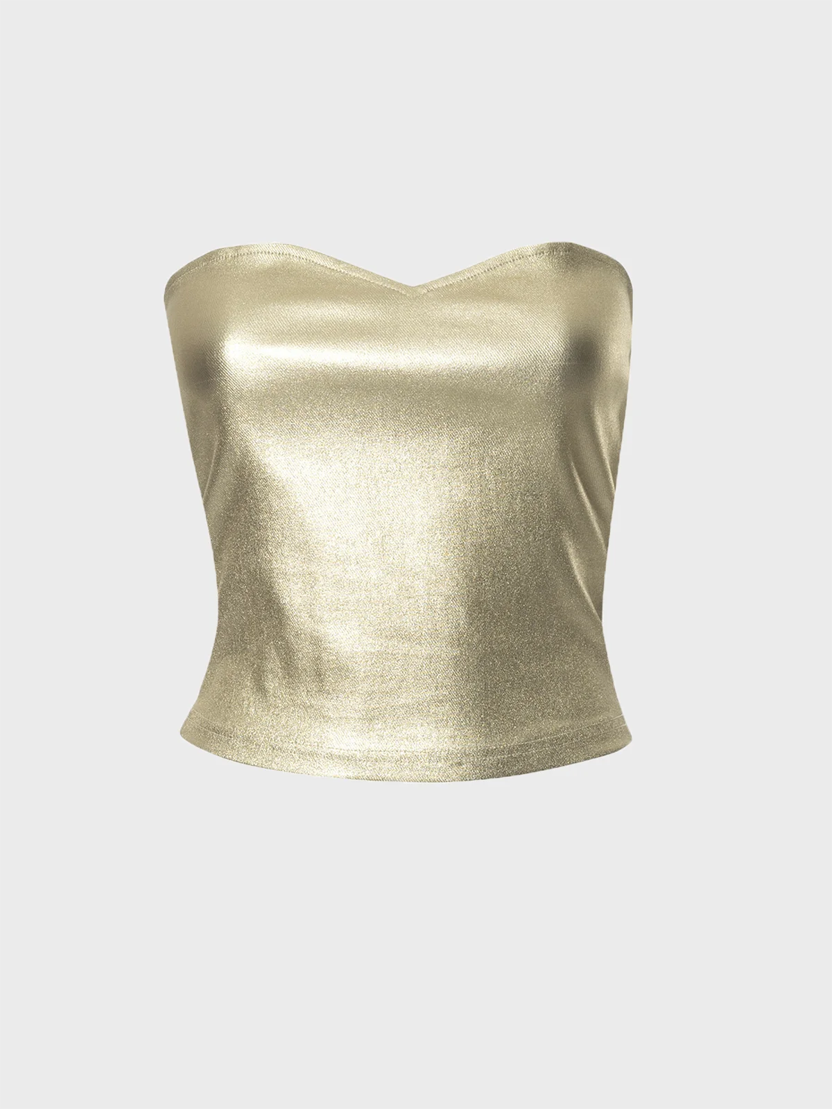 Metallic Strapless Plain Tube Top