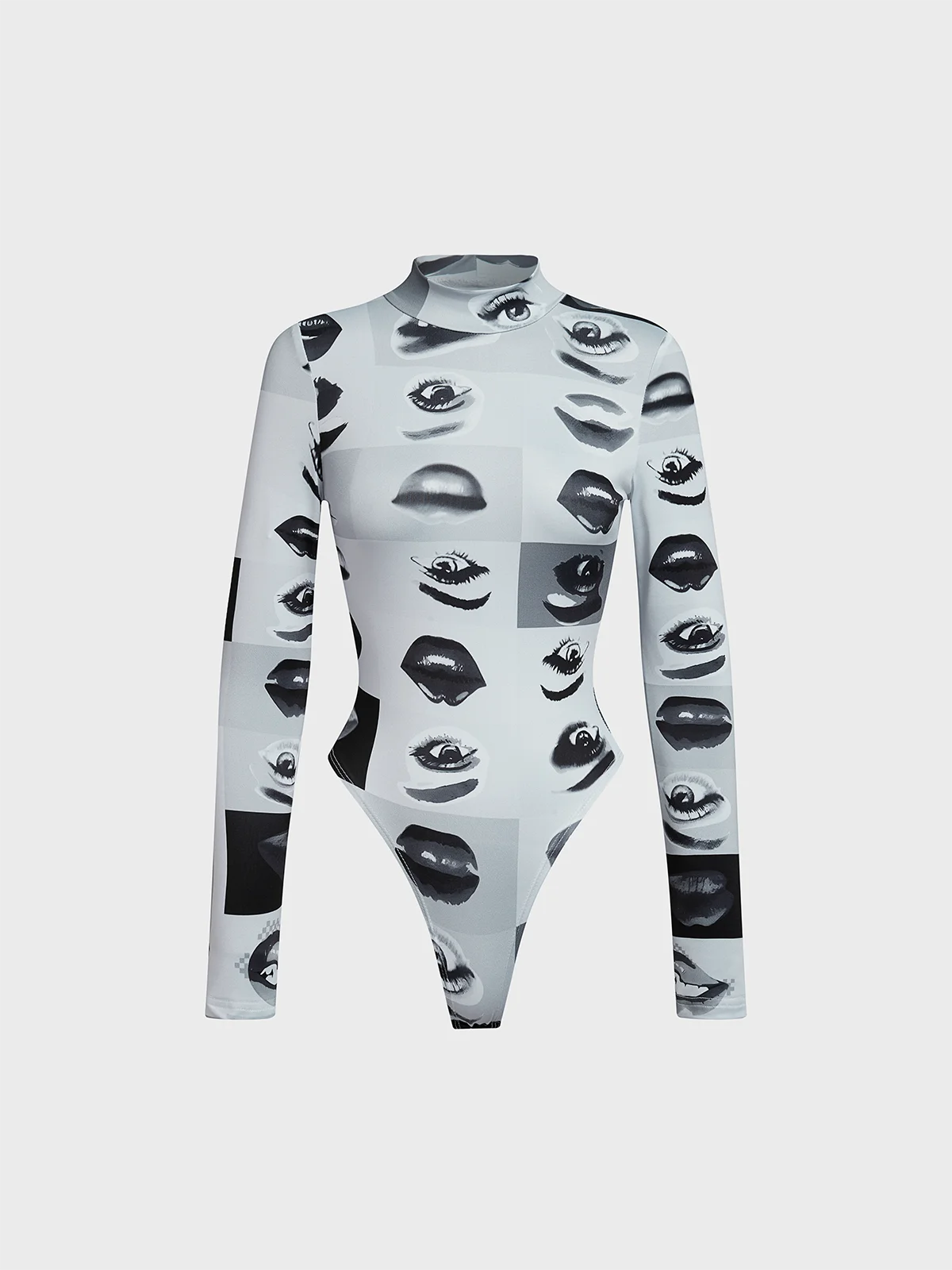 Stand Collar Human Body Long Sleeve Bodysuit