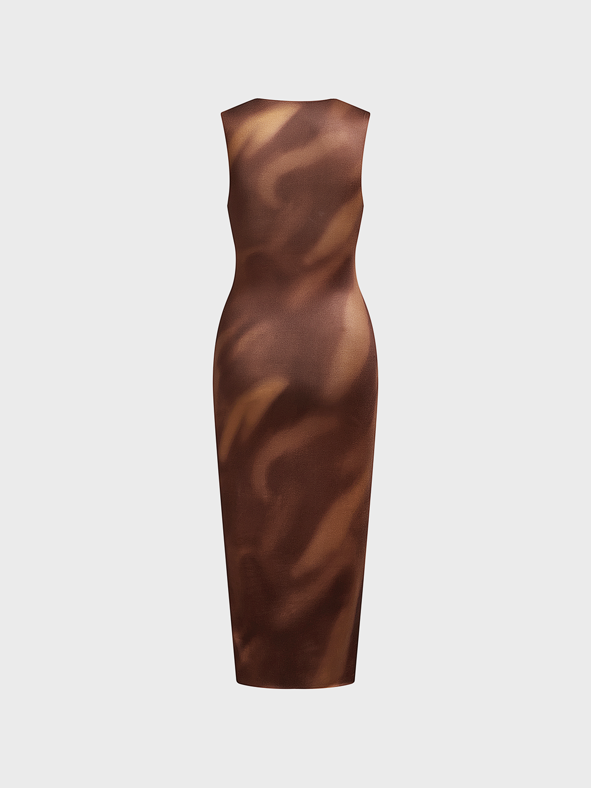 Body Print Crew Neck Plain Sleeveless Maxi Dress