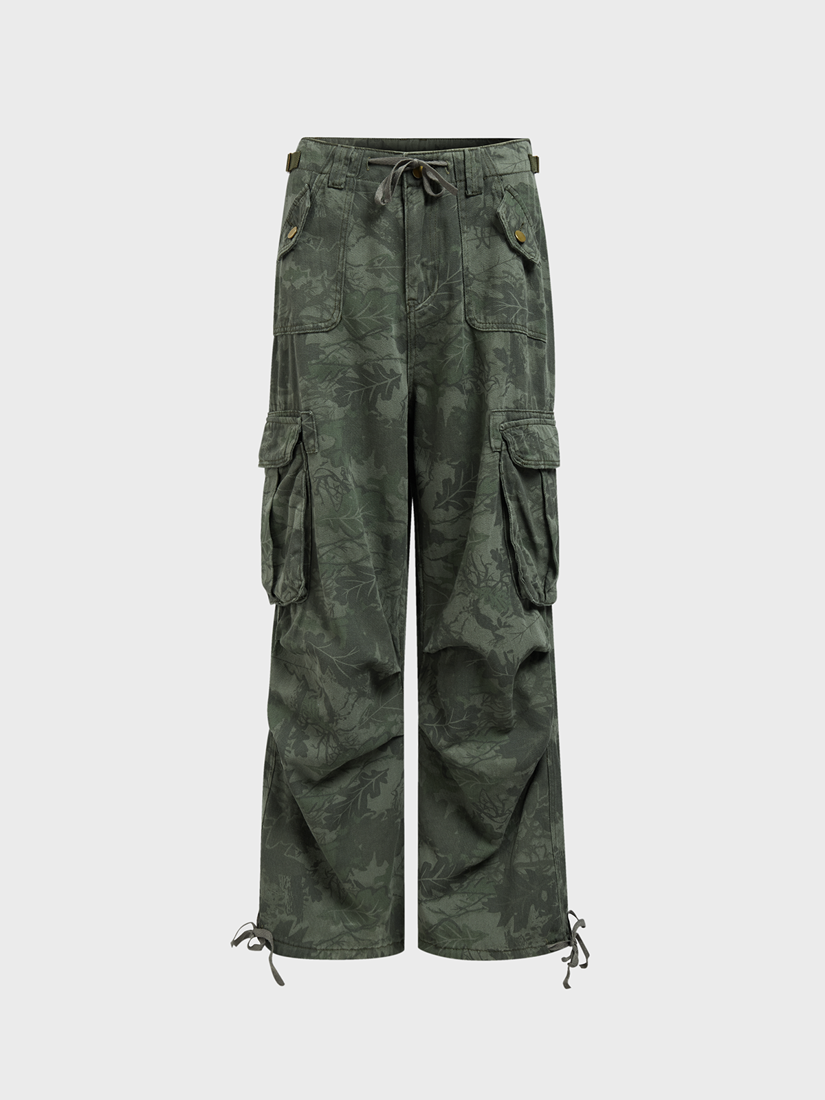 Cotton Camo Pocket Straight Cargo Pants