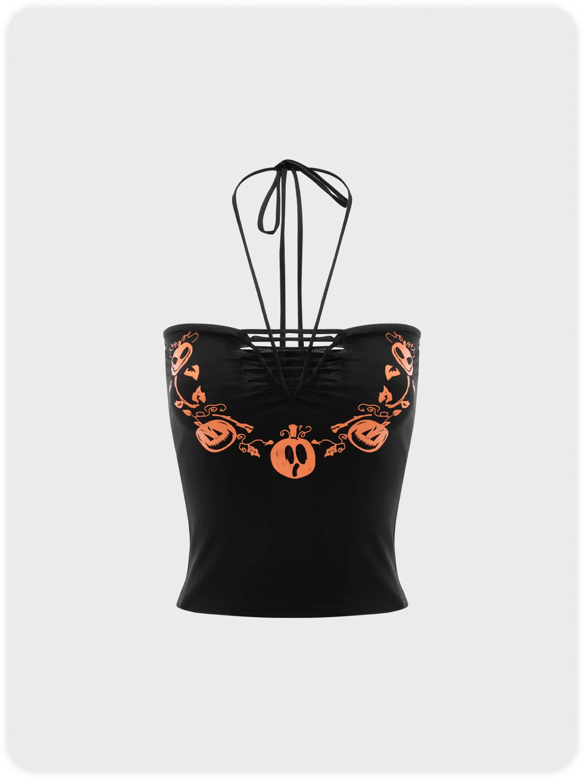 Punk Black Graphic Halter Cut Out Halloween Top Tank Top & Cami