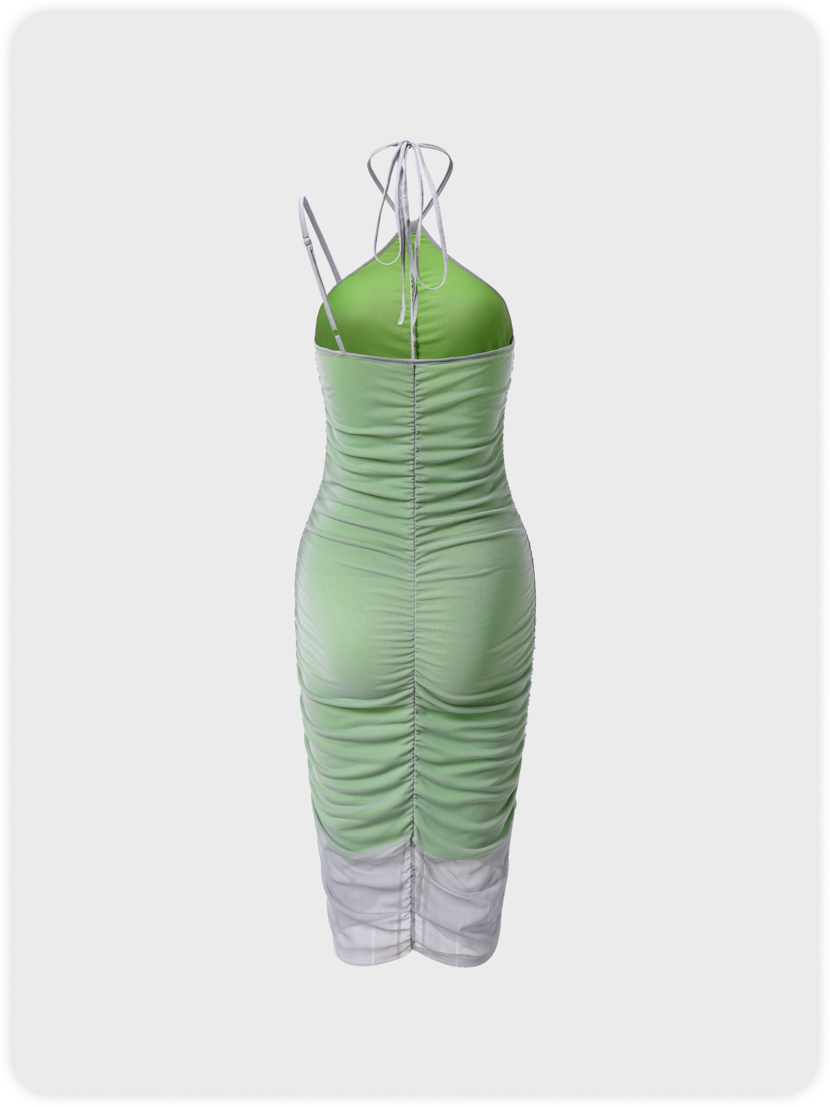 Edgy Green Mesh Double Layer Y2K Dress Midi Dress