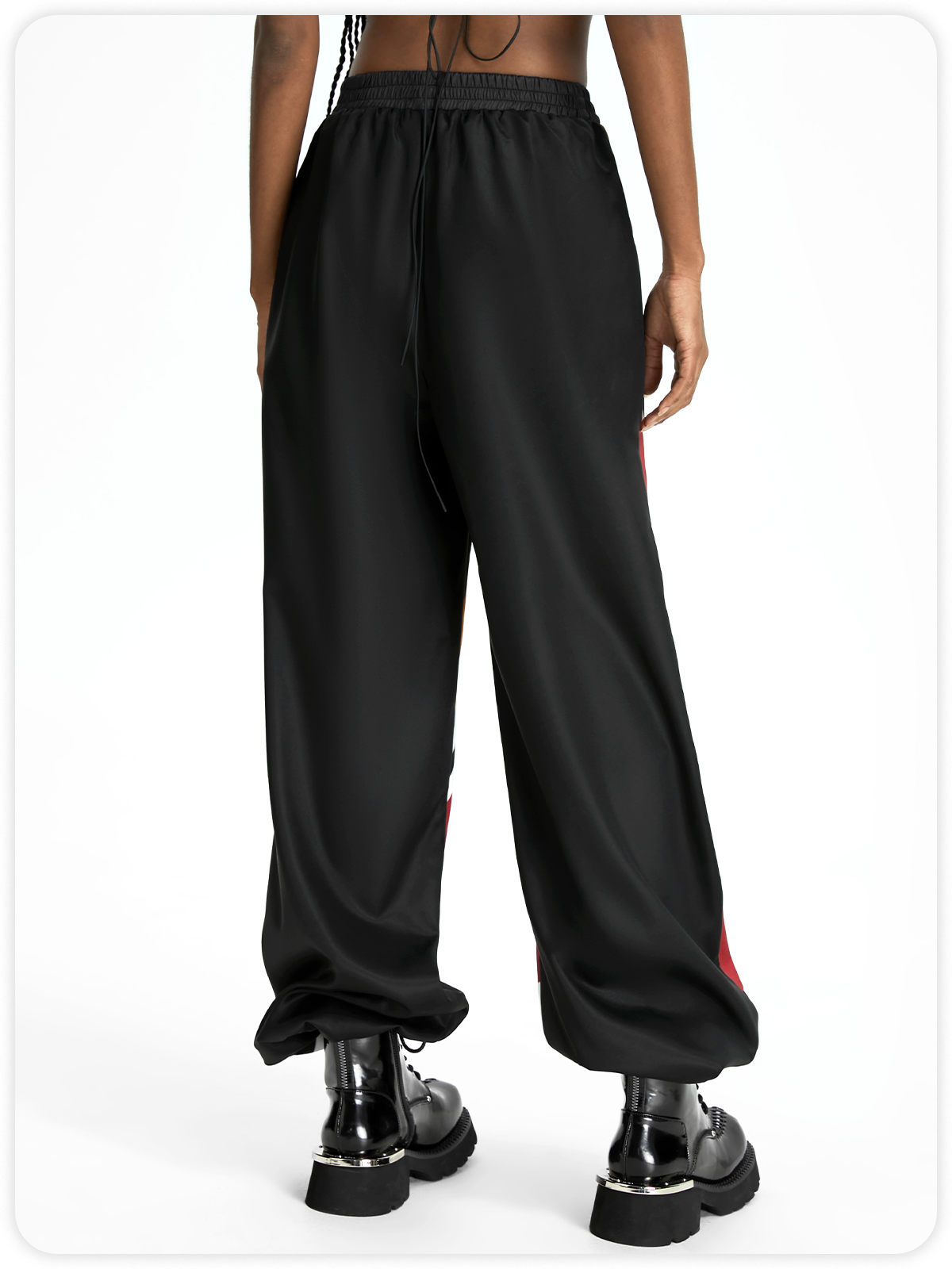 Street Black Color block Bottom Pants