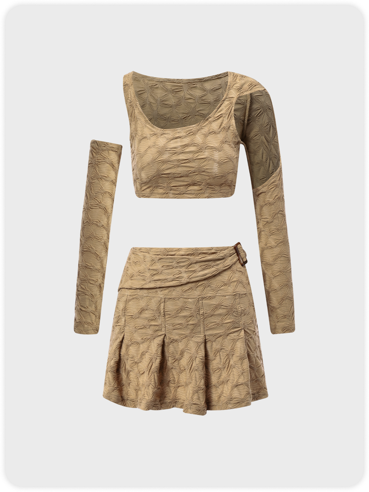 Y2K Casual Khaki Two-Piece Set