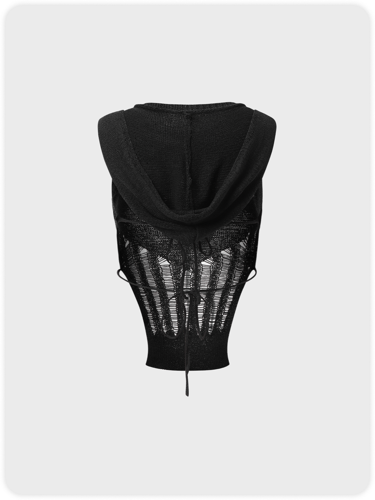 Y2K Black Hooded Backless Top Sweater