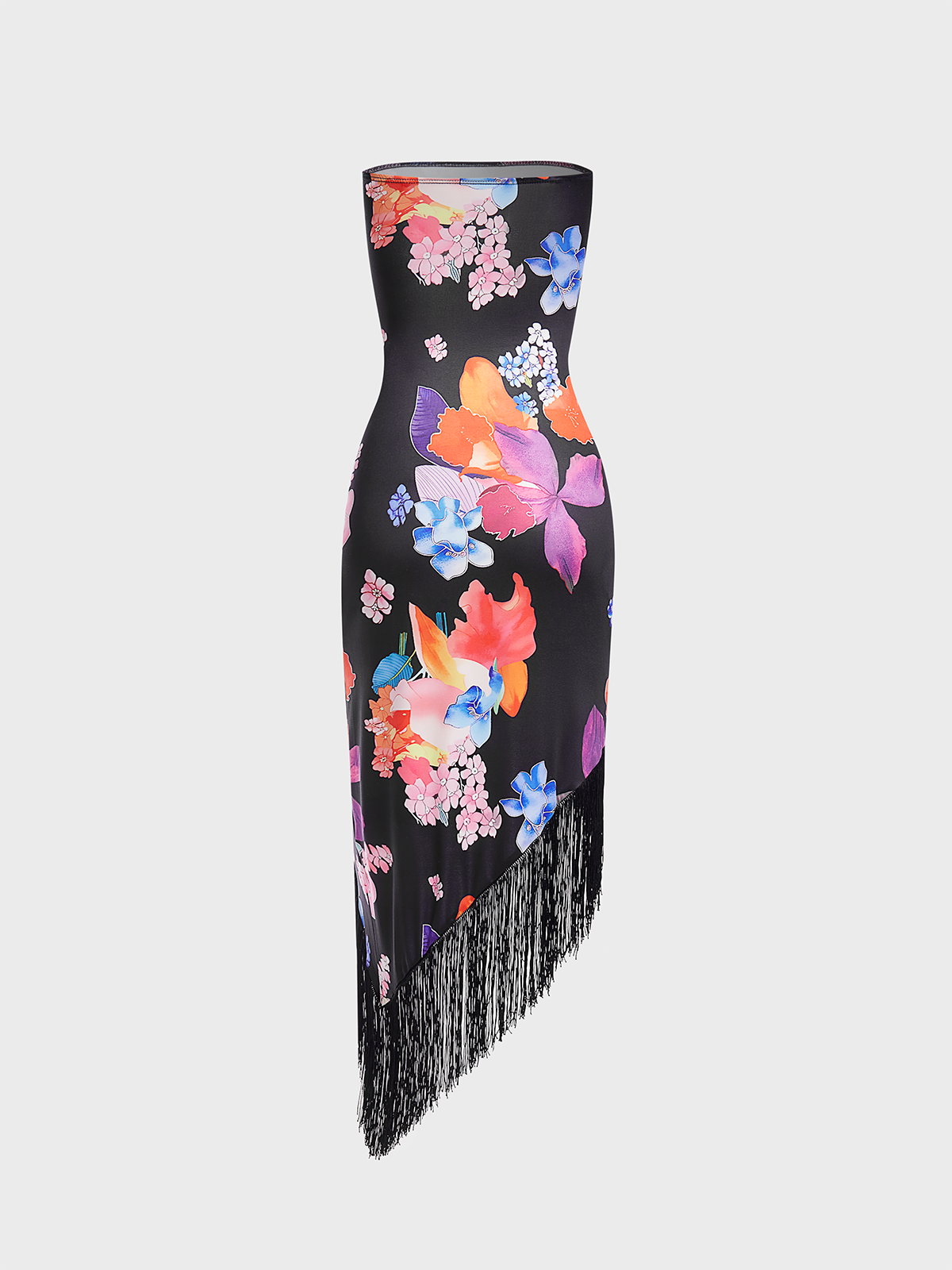 Tassel Strapless Floral Sleeveless Maxi Dress