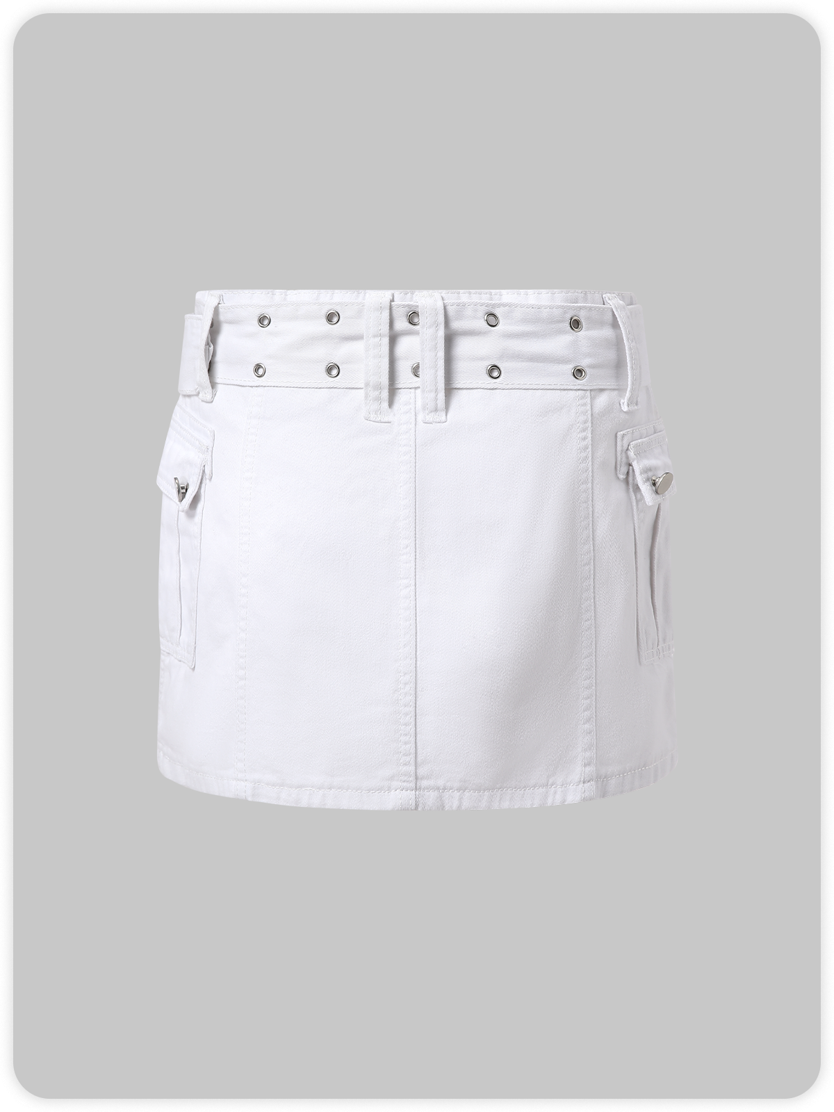 Street White Metal Pockets Bottom Skirt