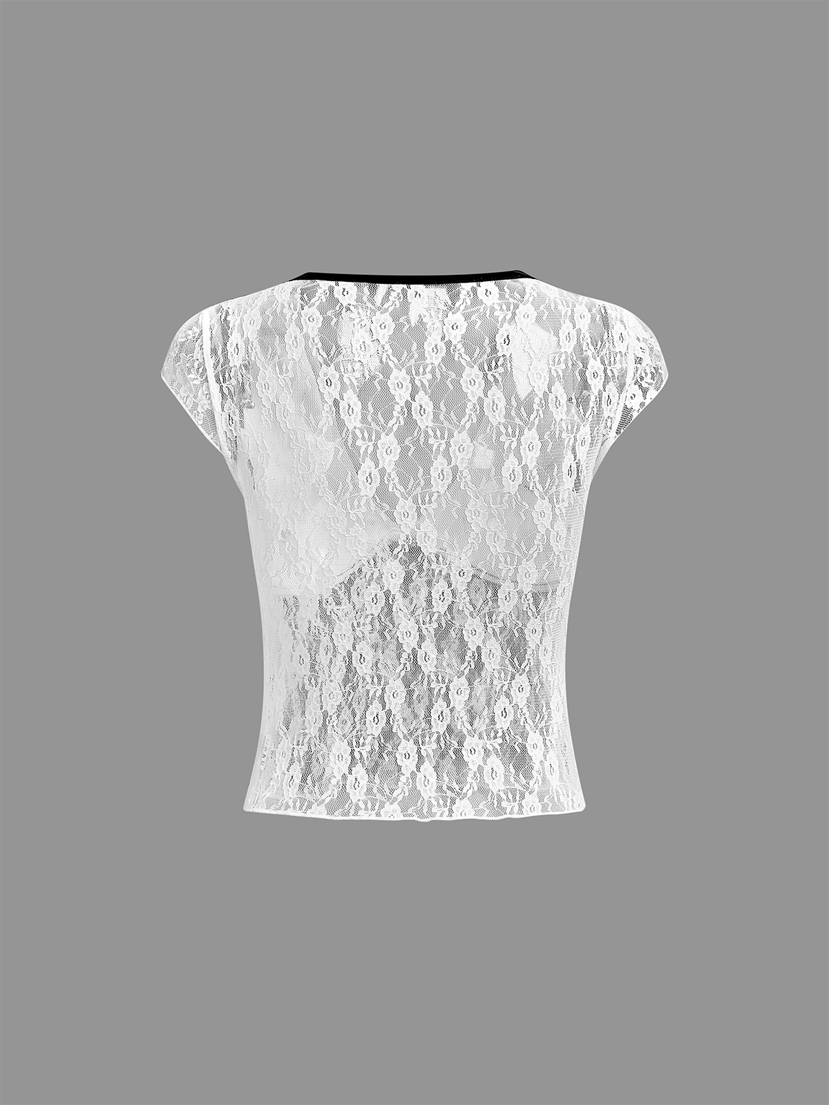 Lace V Neck Short Sleeve Shirt