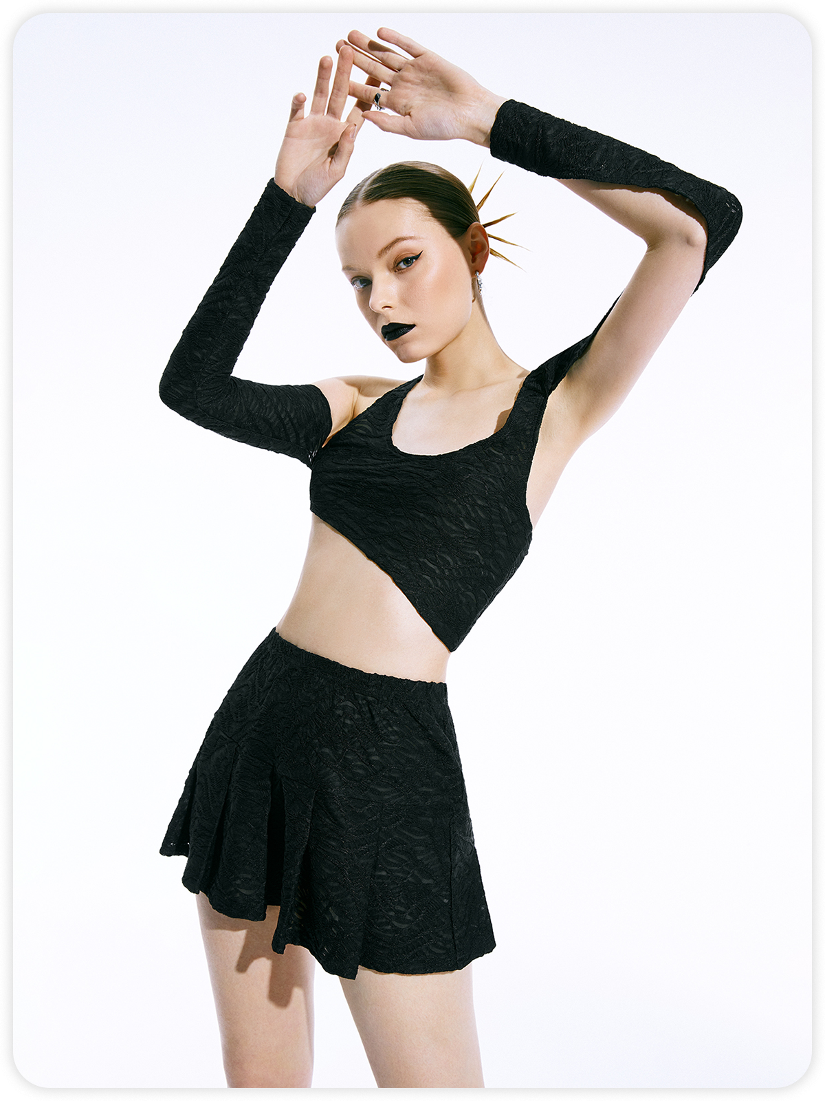 Y2K Black Asymmetrical Design Deconstructed Top Women Top