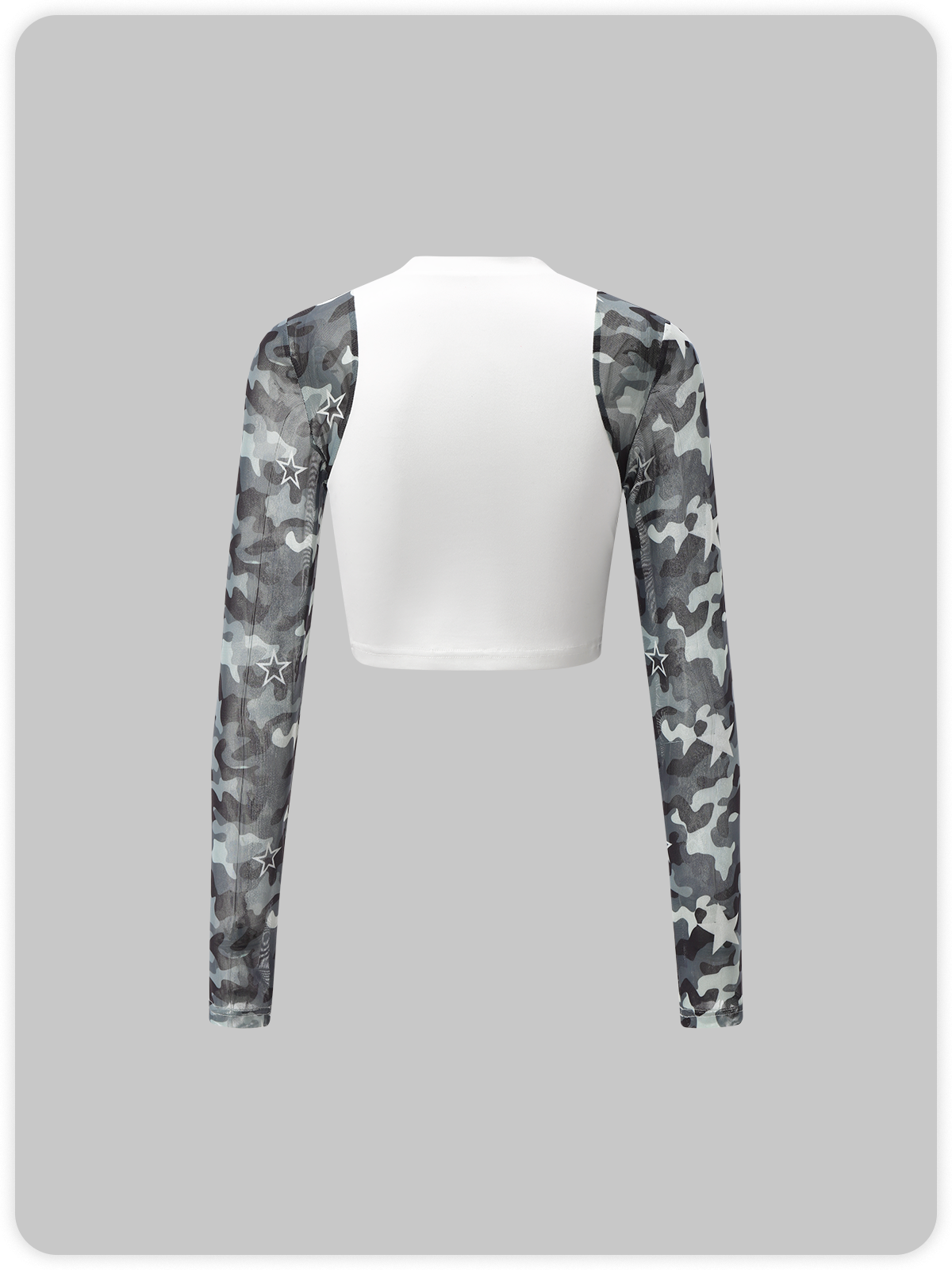 Street White Mesh Patchwork Camo Top T-Shirt