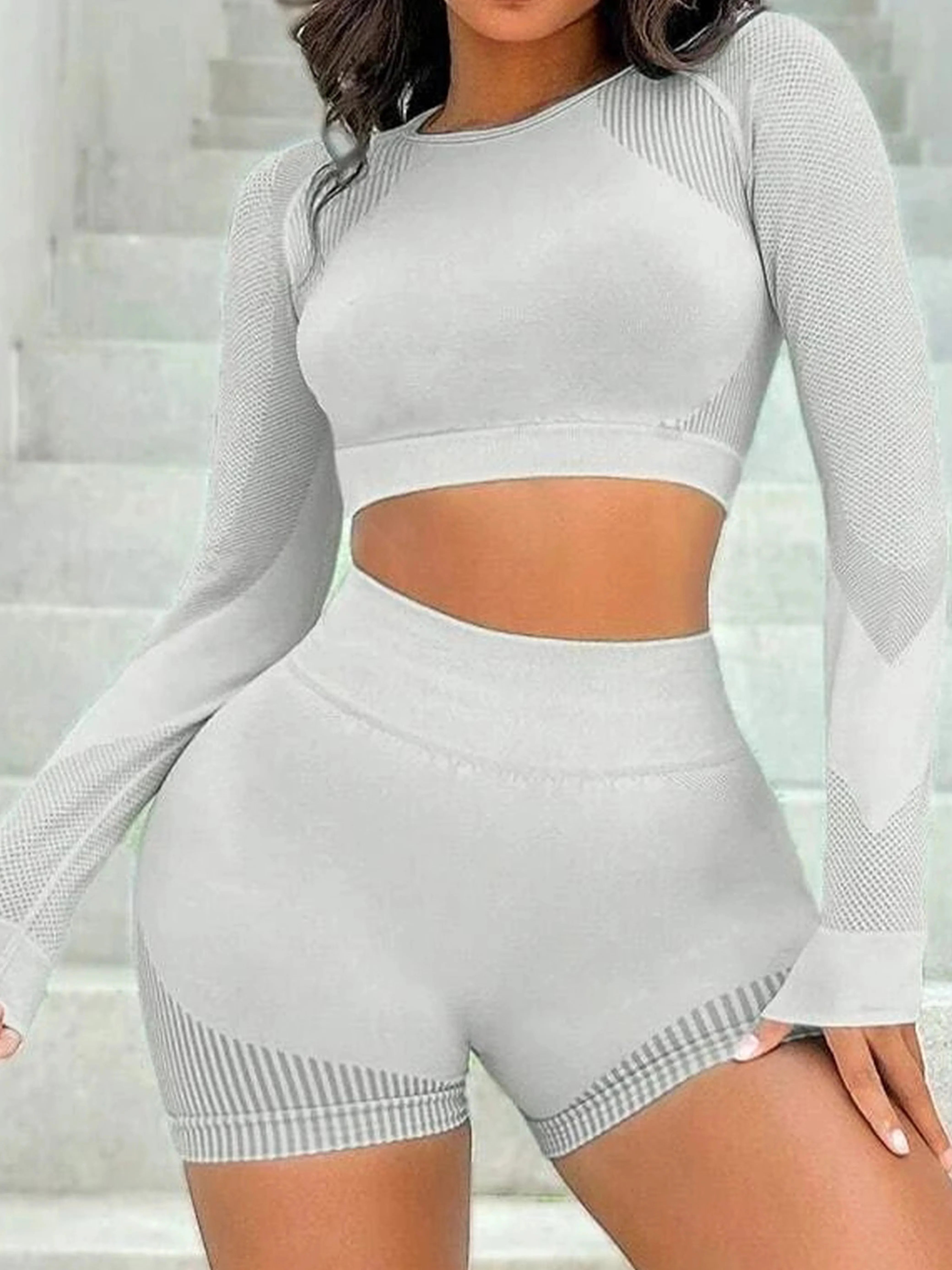 Plain Top With Shorts Two-Piece Set