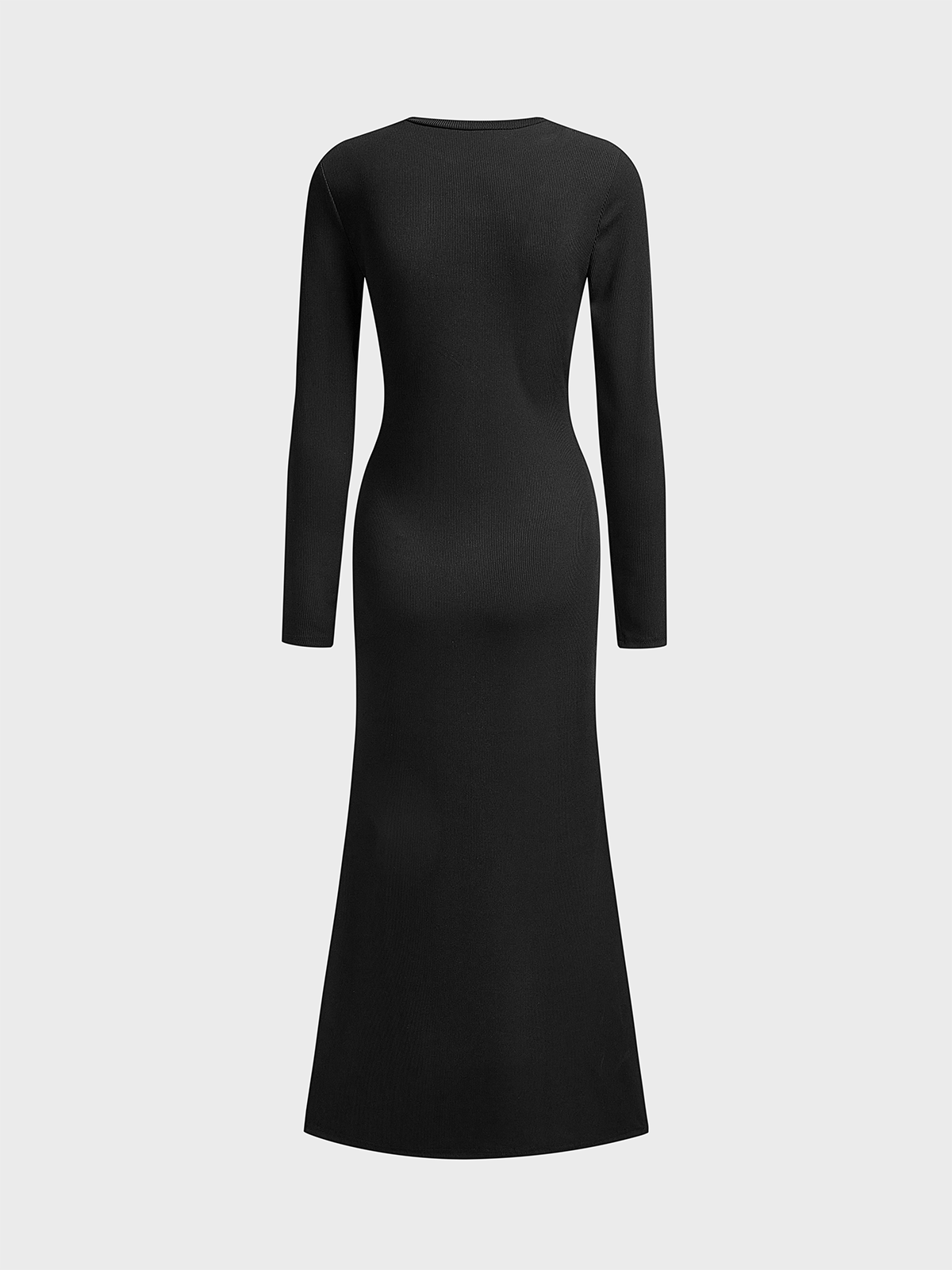 Crew Neck Plain Long Sleeve Maxi Dress