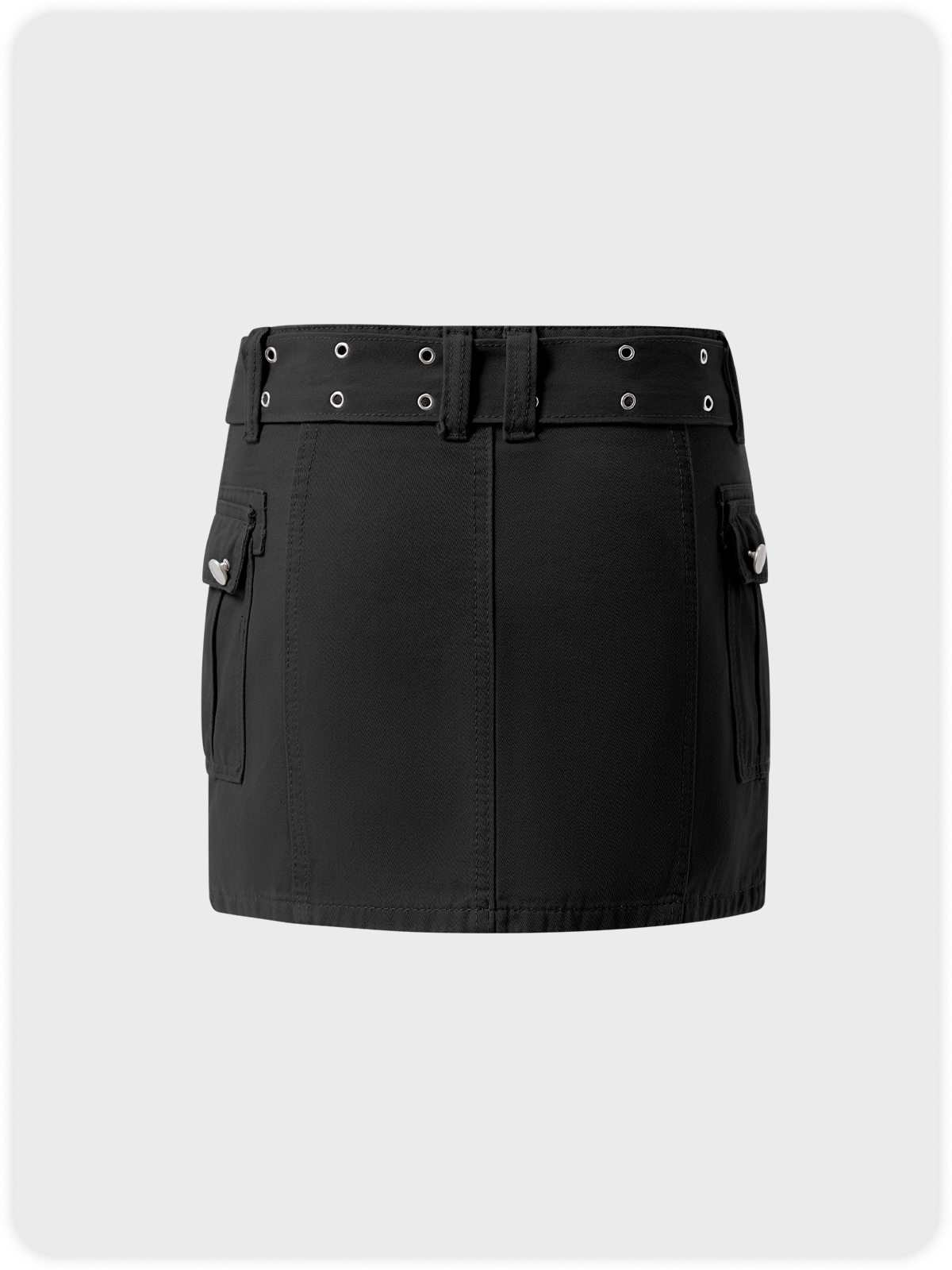 Street White Metal Pockets Bottom Skirt