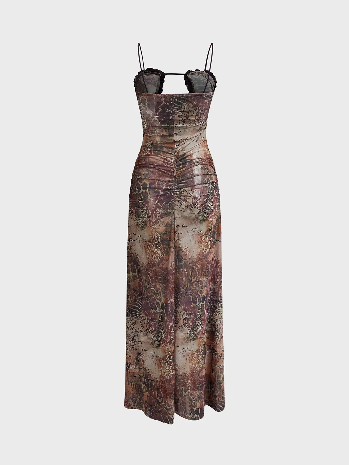 Mesh V Neck Floral Sleeveless Maxi Dress