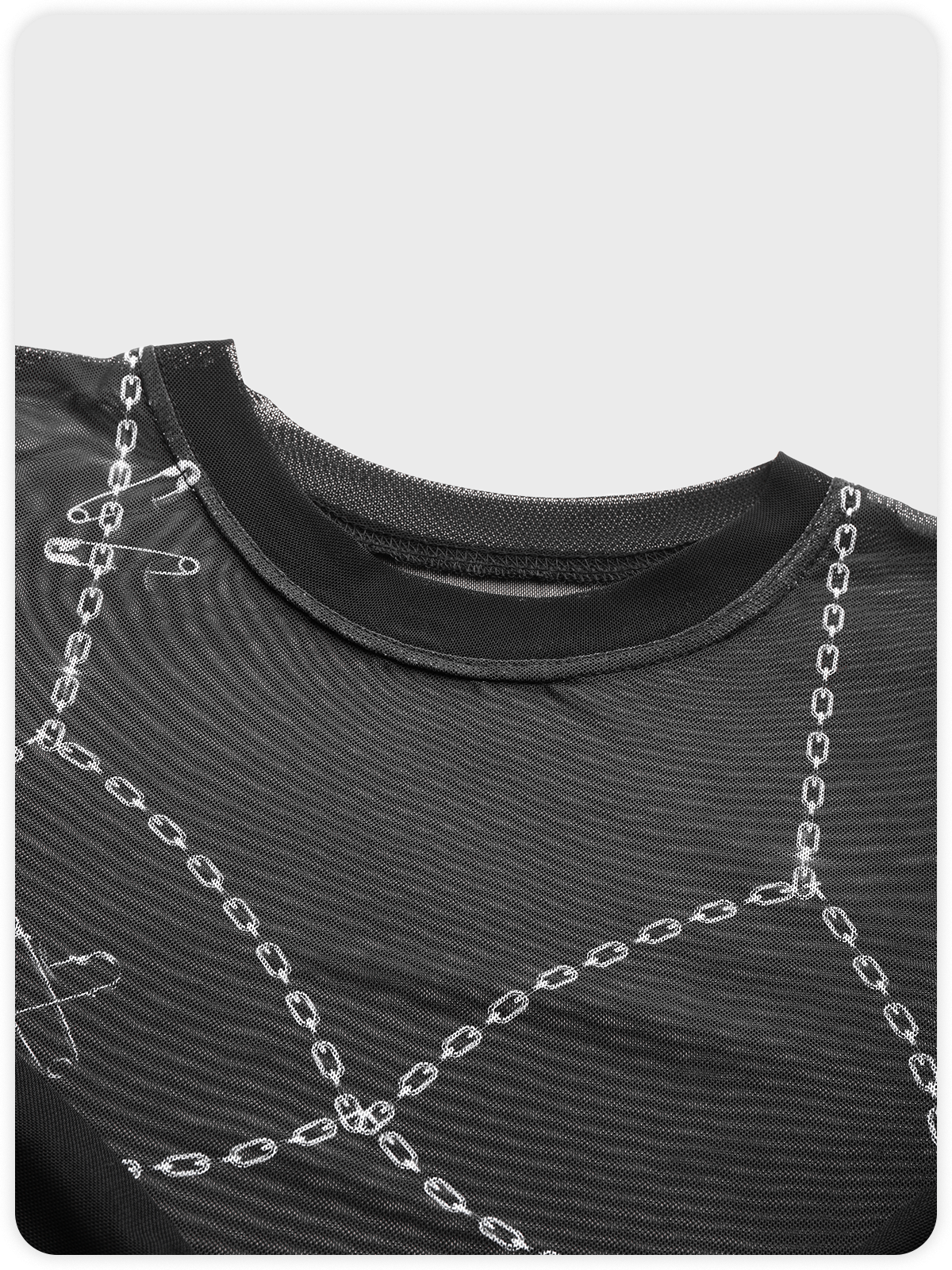 Street Black Mesh Metal Y2K Top Women Top