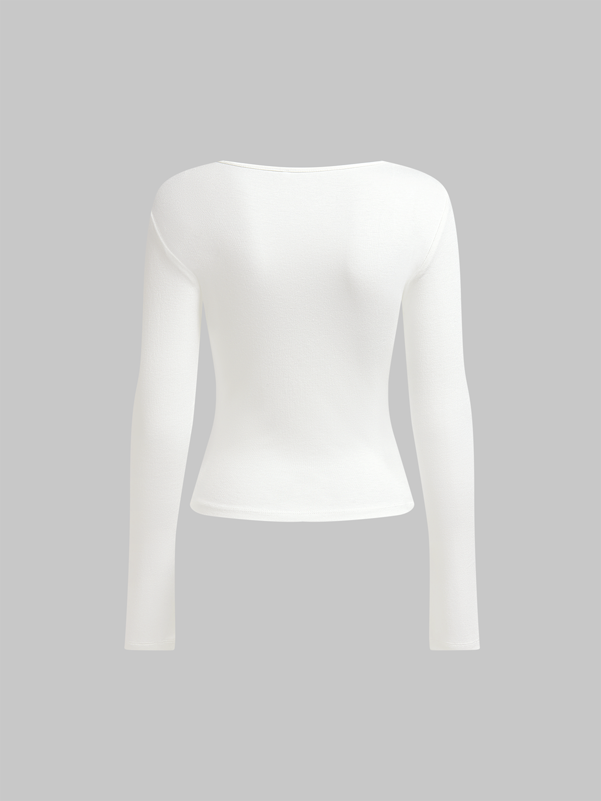 Square Neck Plain Long Sleeve T-Shirt