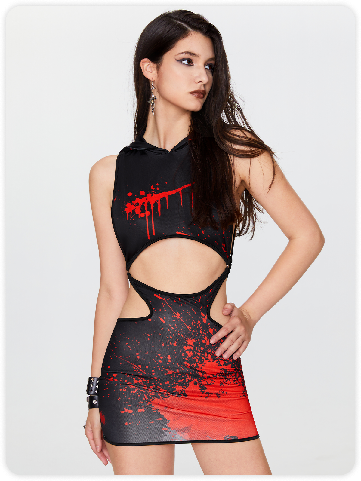 Punk Black Cut Out Graffiti Halloween Top Tank Top & Cami