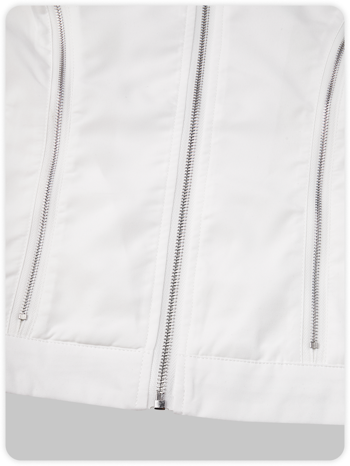 Street White Zip Up Metal Top Outwear