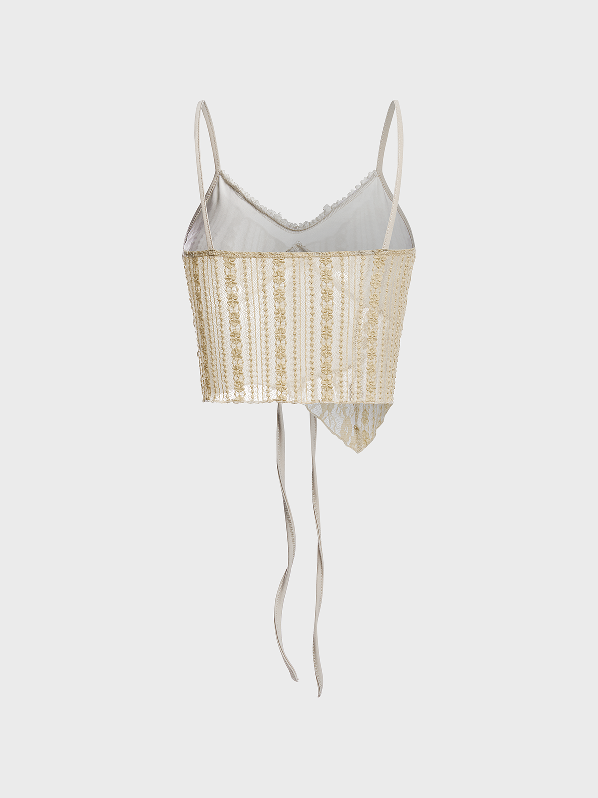 Asymmetrical Lace Spaghetti Color Block Cami Top