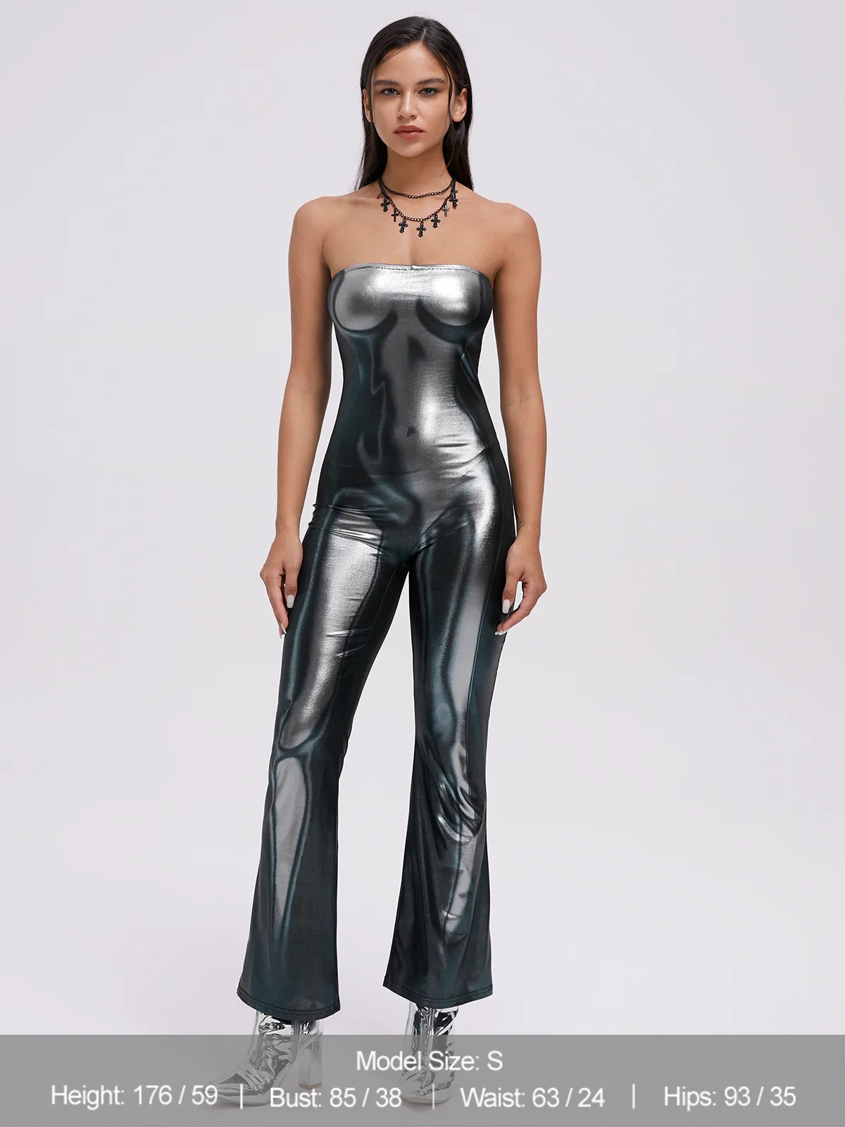 Punk Silver Body print Jumpsuit