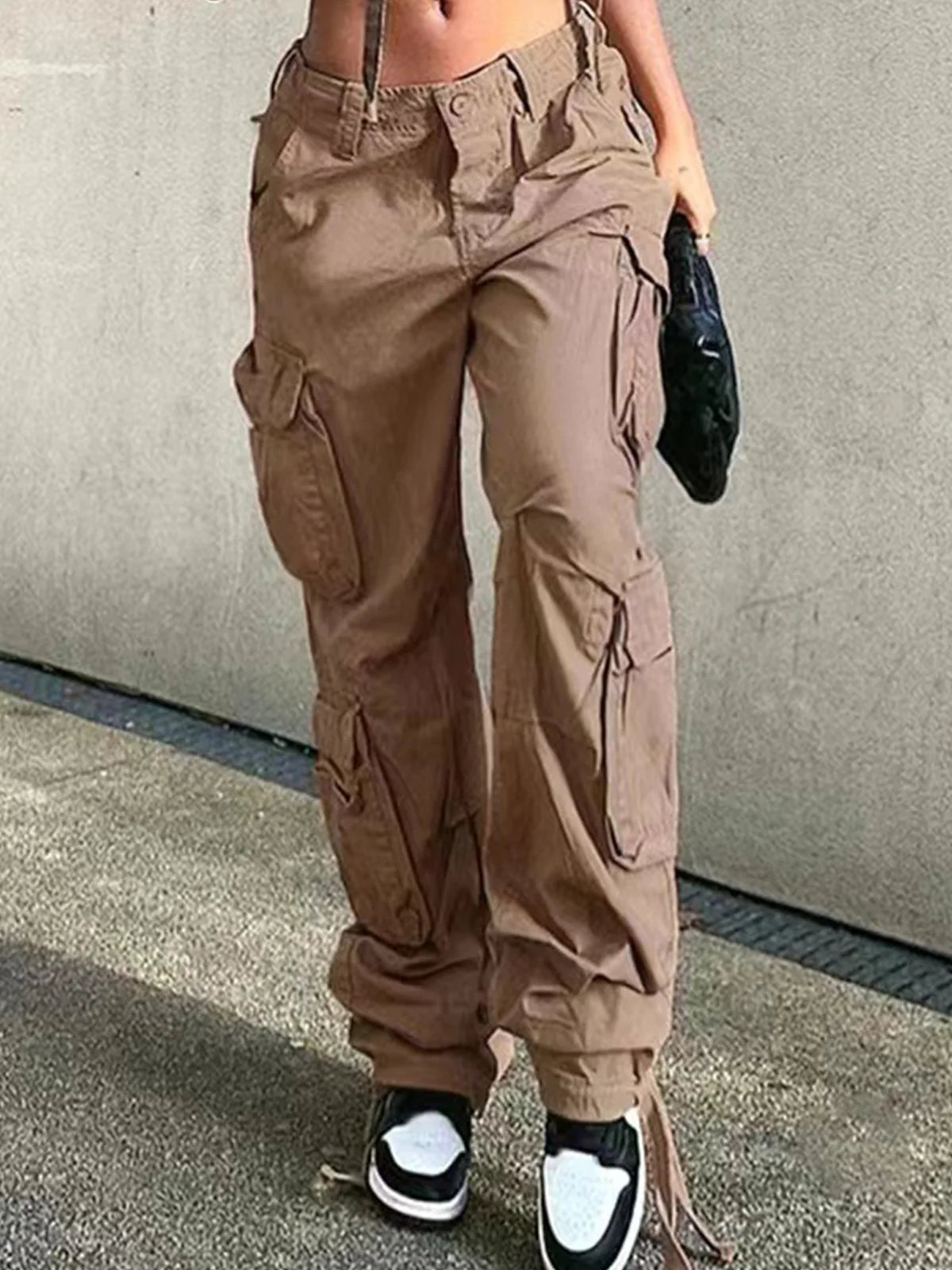 Cotton Plain Straight Cargo Pants