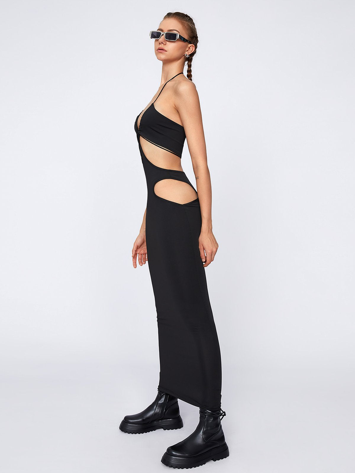 Street Black Cut Out Halter Two-Piece Set