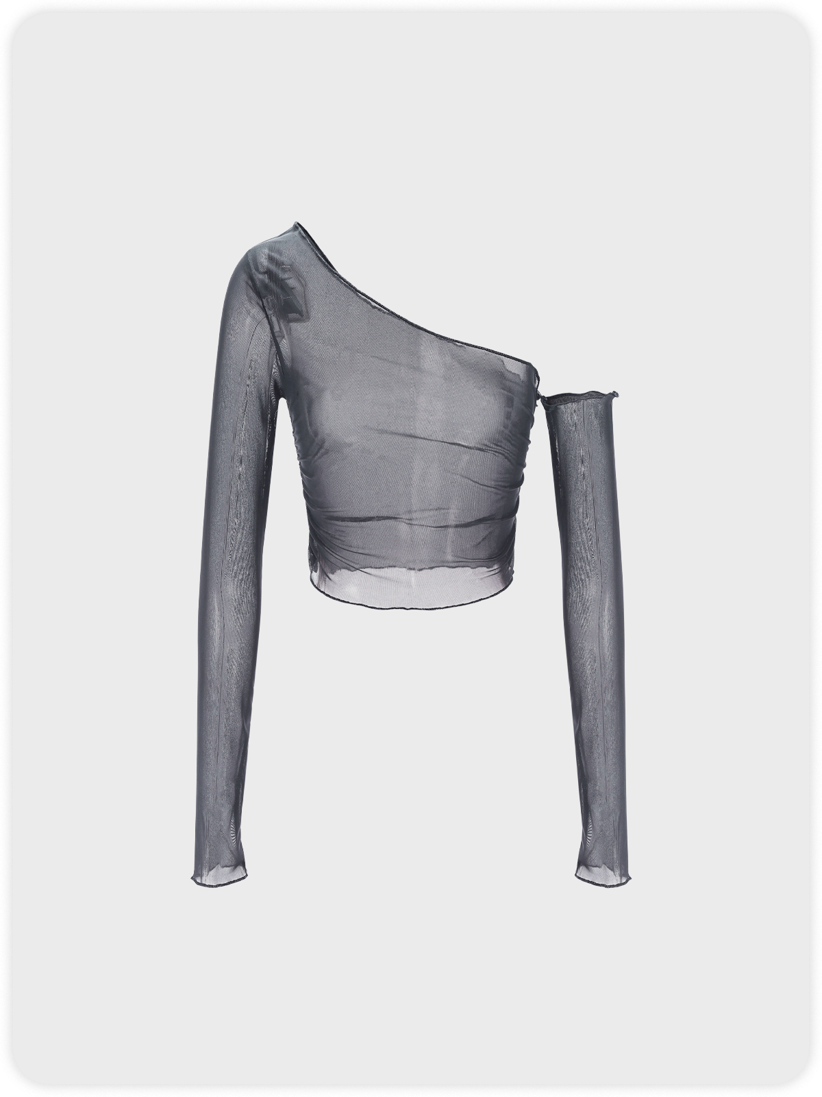 Y2K Gray Mesh One Shoulder Top Women Top