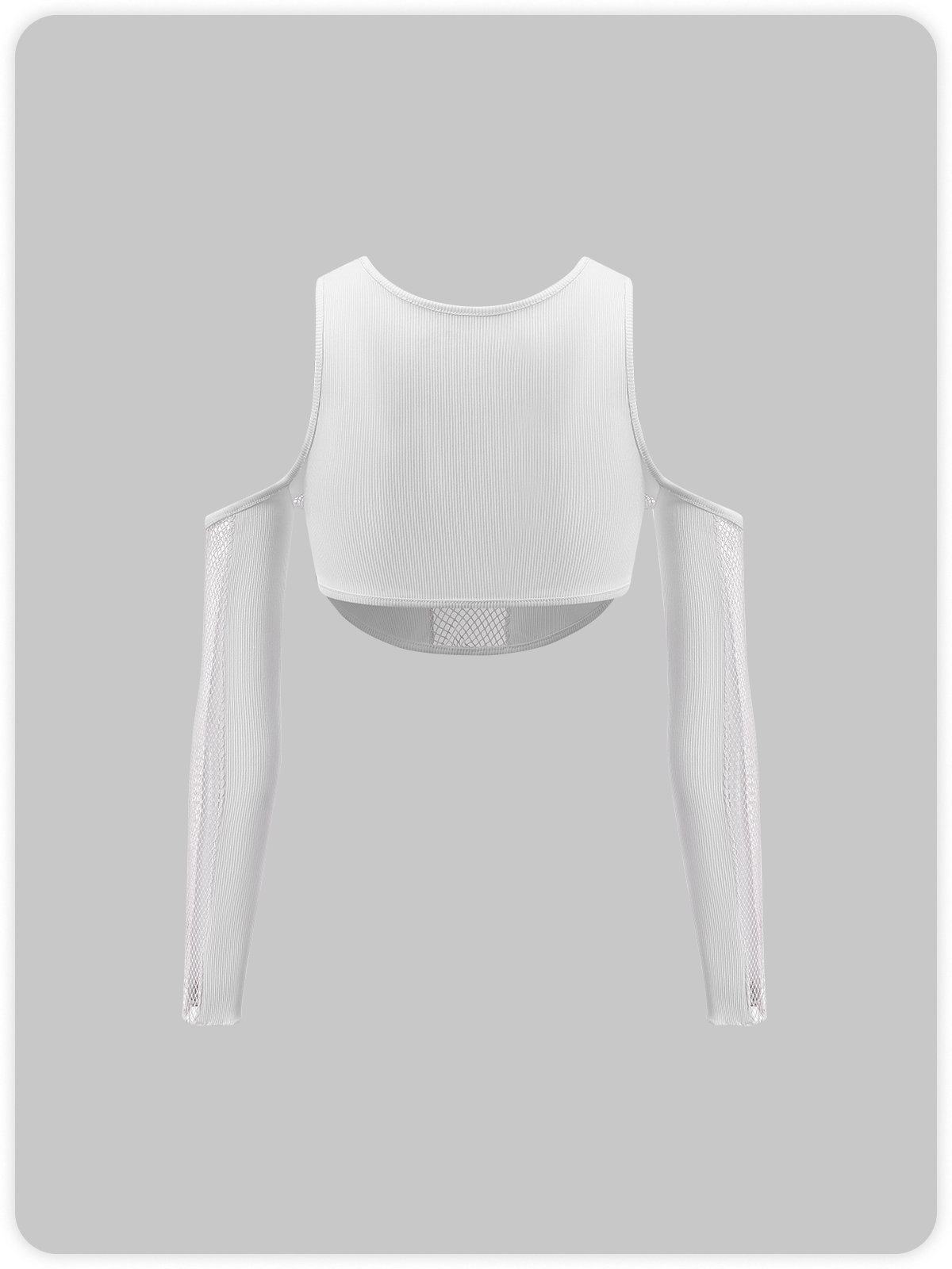 Edgy White Patchwork Mesh Cyberpunk Top Women Top