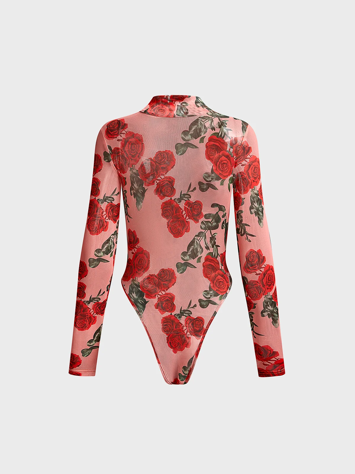 Half Turtleneck Floral Long Sleeve Jumpsuit