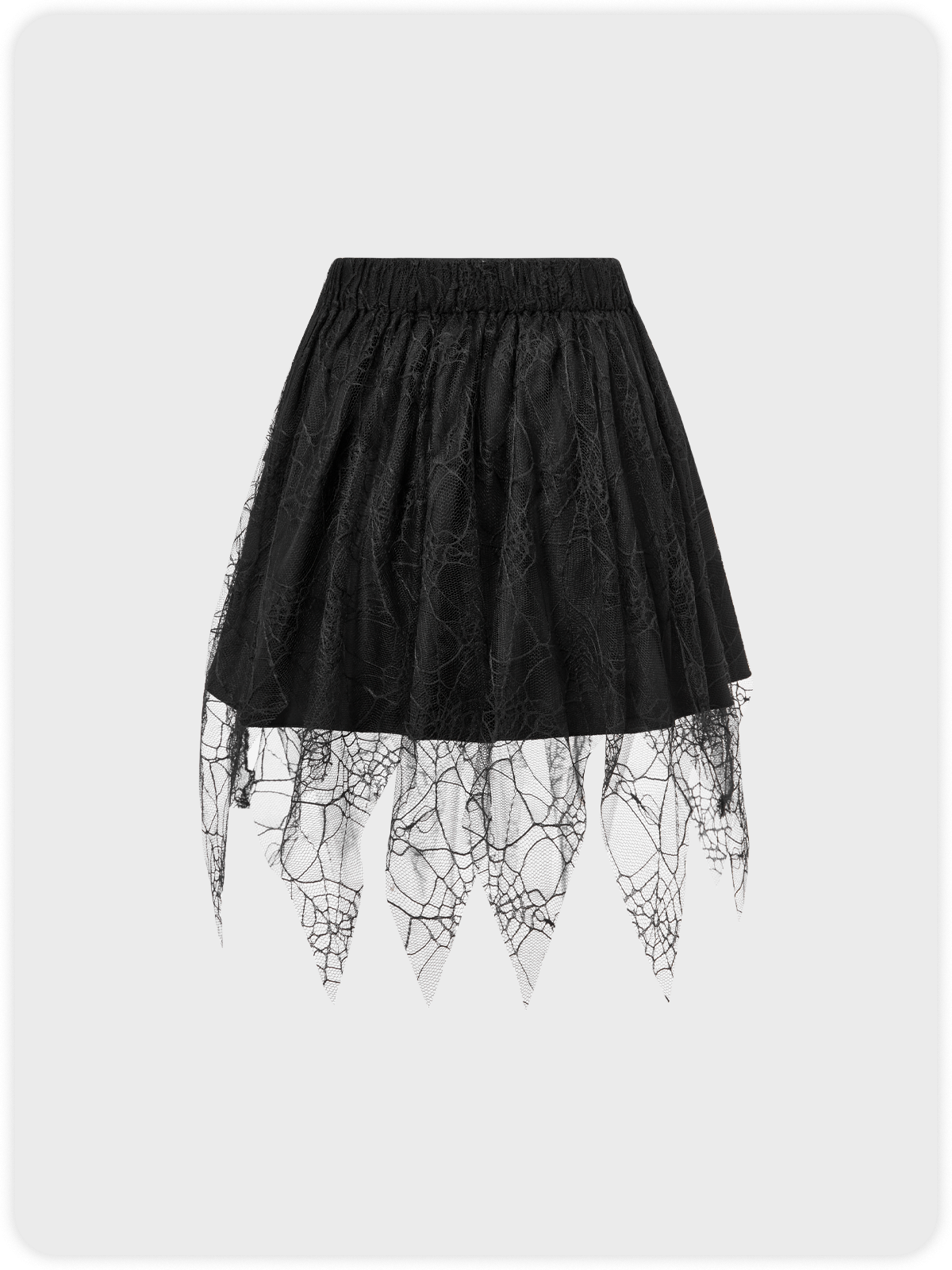 Punk Black Double Layer Irregular Hem Halloween Bottom Skirt