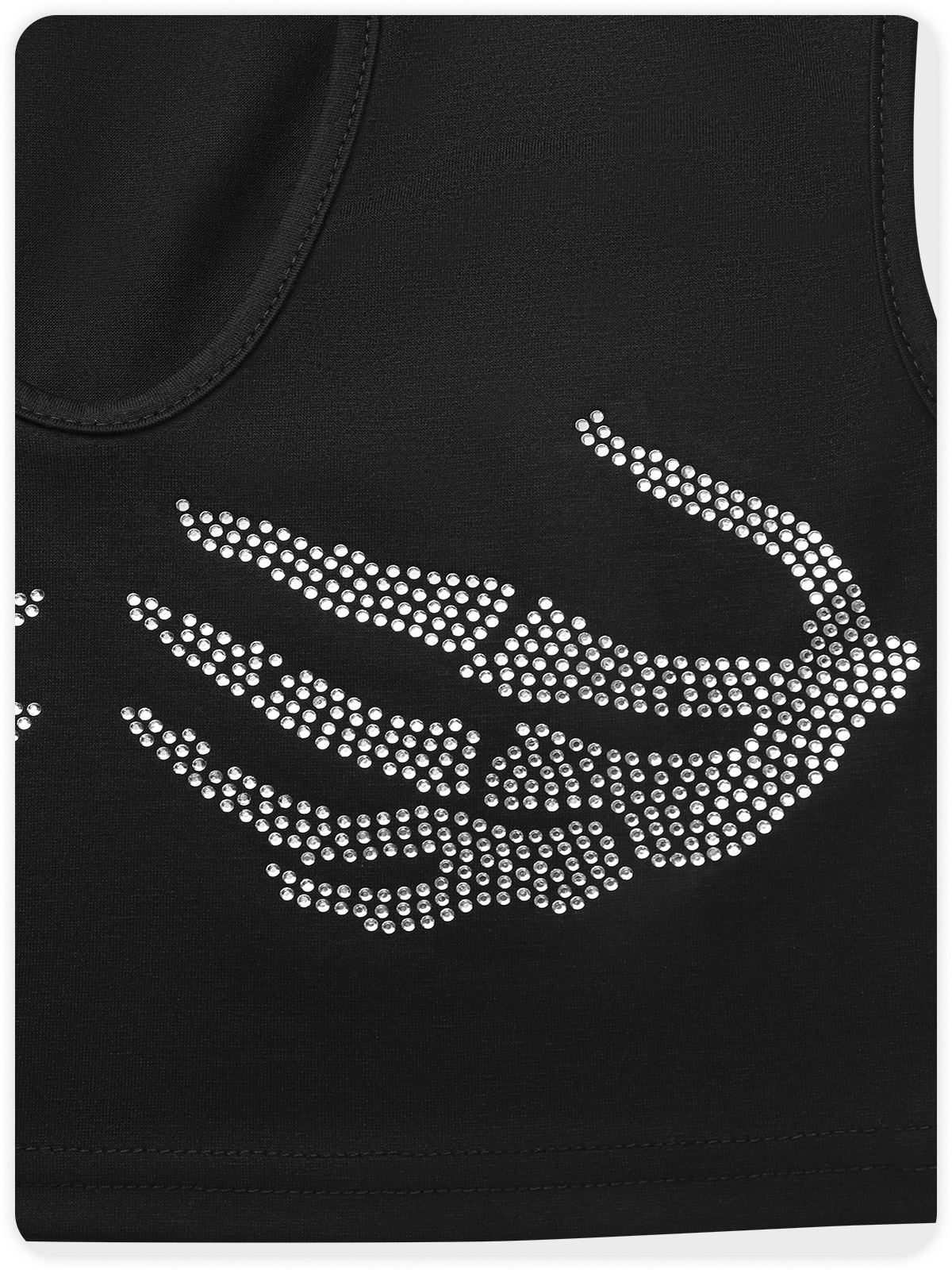 Rhinestones Hand Print V Neck Human Body Tank Top