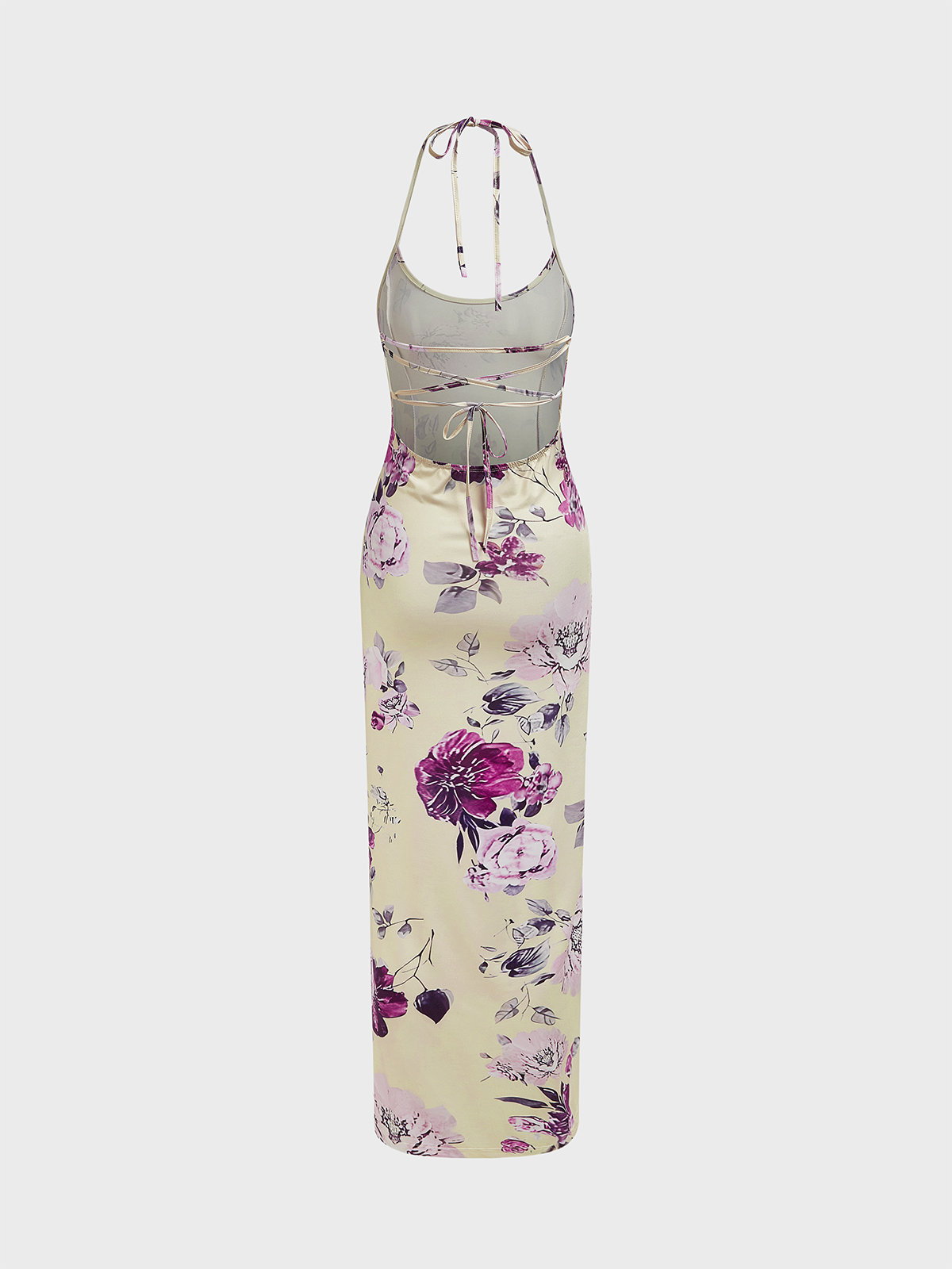 Split Spaghetti Floral Sleeveless Maxi Dress