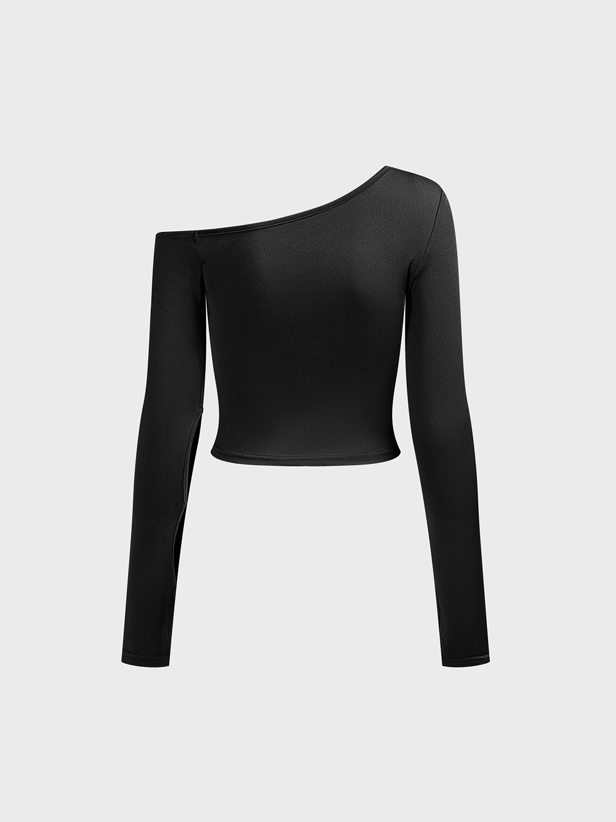 Cut Out Asymmetrical Plain Long Sleeve T-Shirt